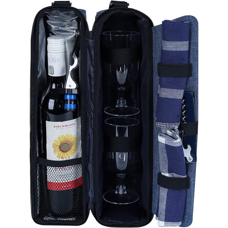 Wine Tote Bag with Cooler Compartment & Picnic Set thumbnail 5
