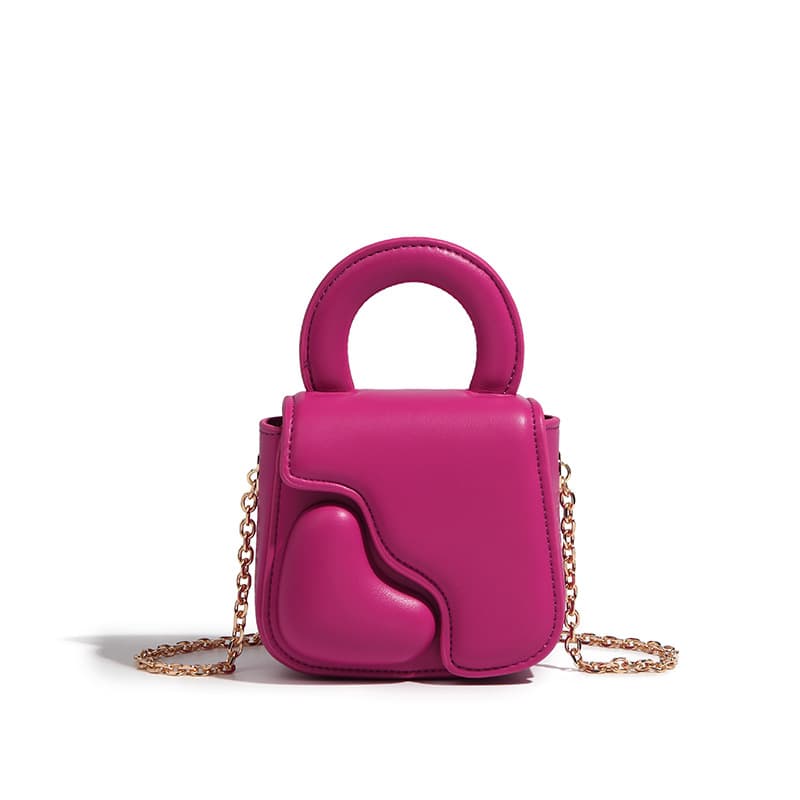 PU Leather Chain Love Shaped Crossbody Bag