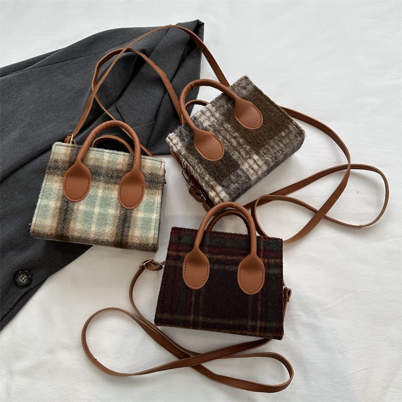 Canvas Small Checkered Cross-body Bag thumbnail 3