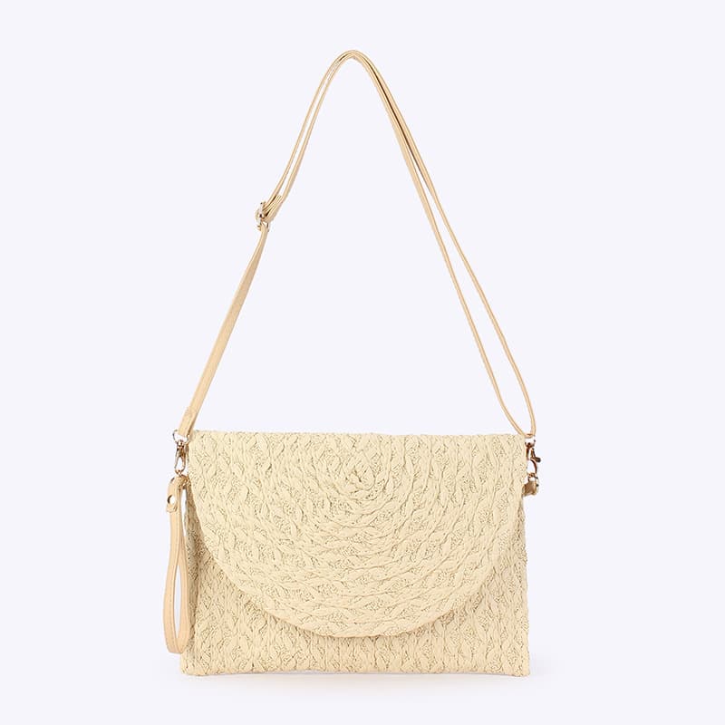 Natural Straw Bag Hand Woven Round Handle Handbags Retro thumbnail 4