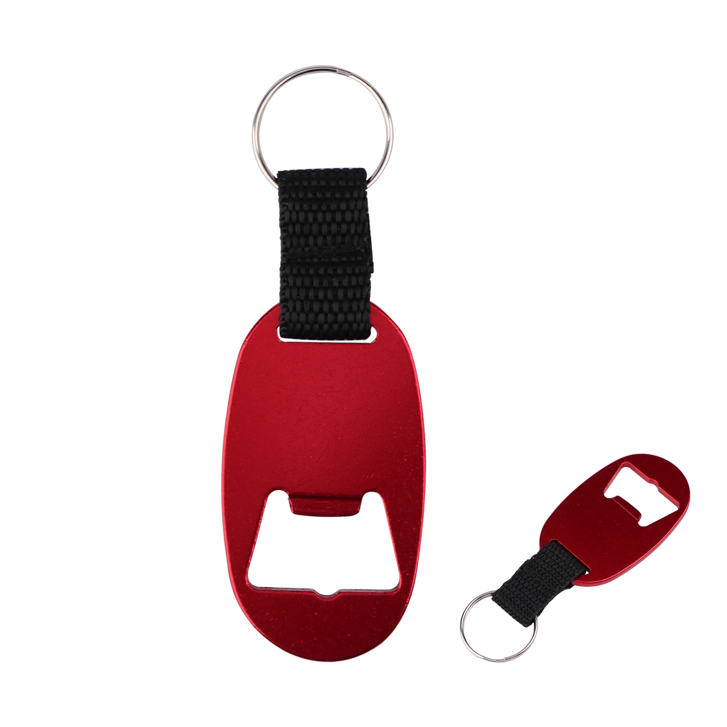 Custom Metal Oval Bottle Opener Keychain W/ Braided Strap