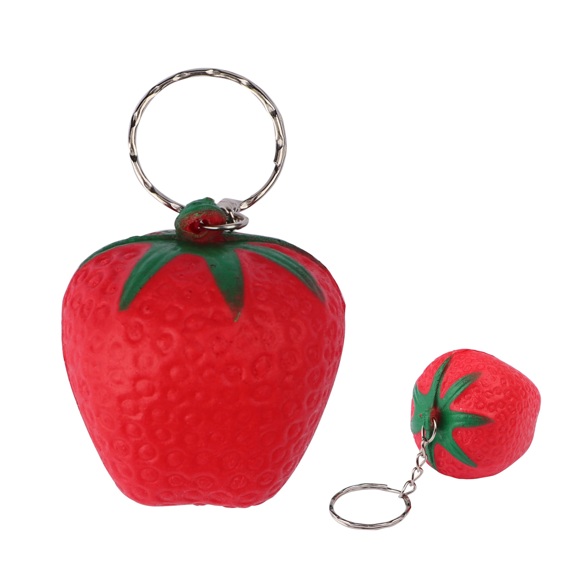 1.6"x1.5" Mini Strawberry Shaped Stress Balls W/ Split Ring