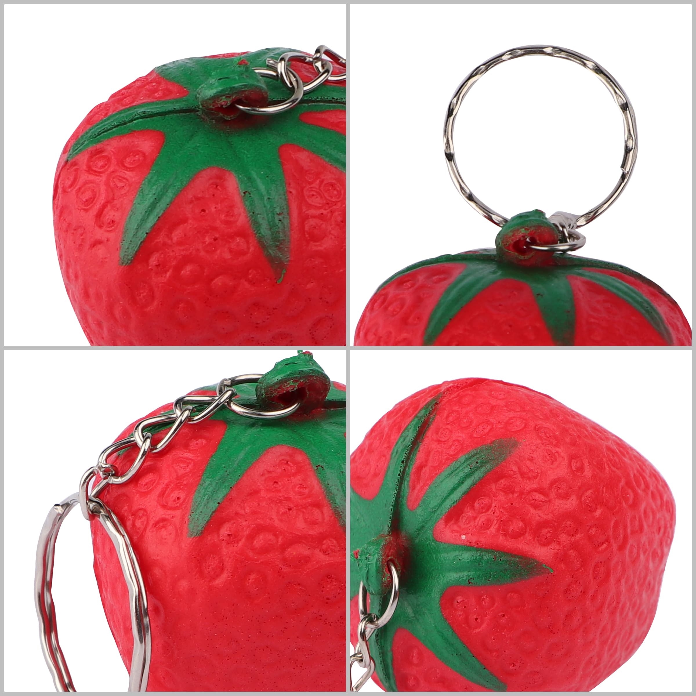 1.6"x1.5" Mini Strawberry Shaped Stress Balls W/ Split Ring thumbnail 2
