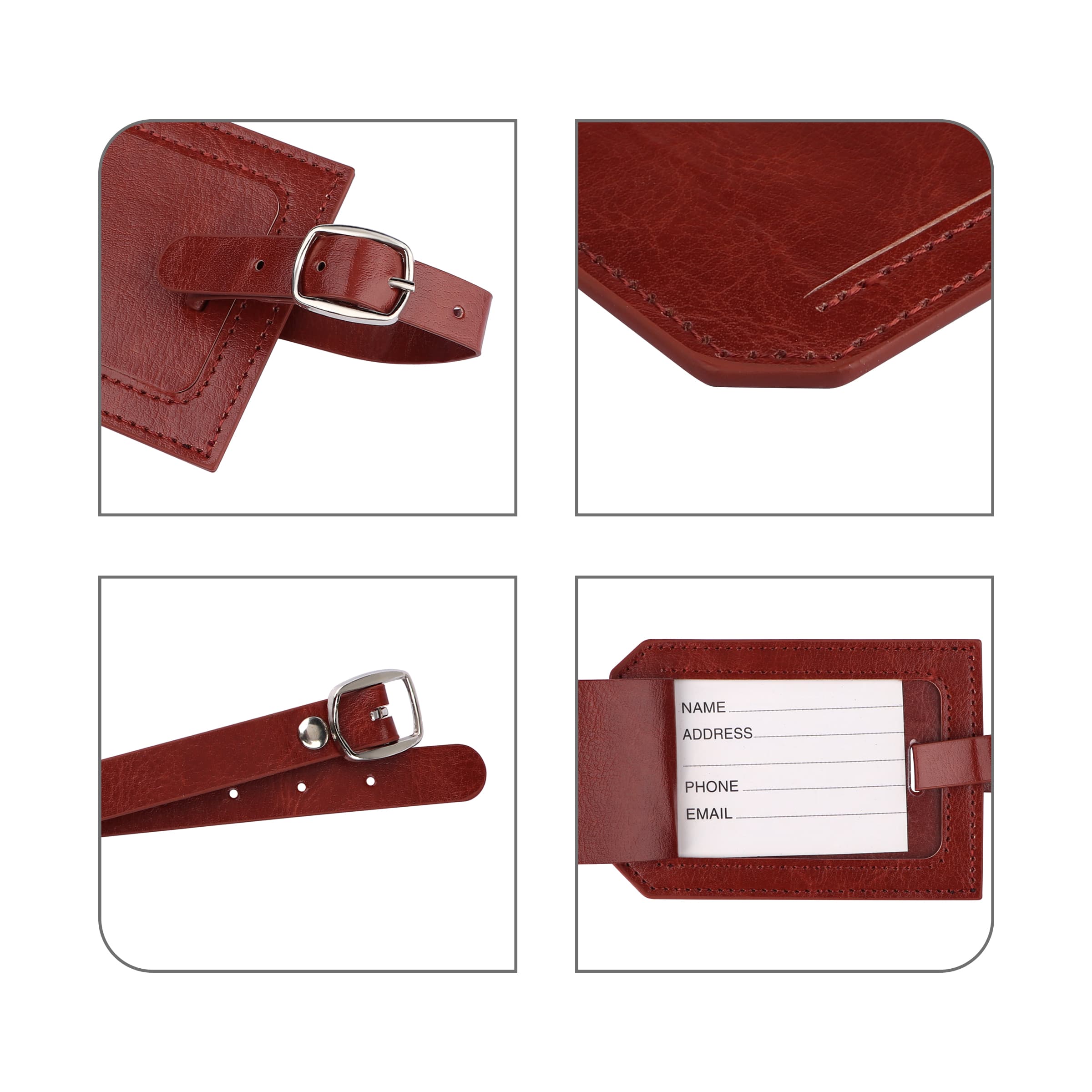 4" PU Leather Luggage Tag W/ Privacy Cover thumbnail 5