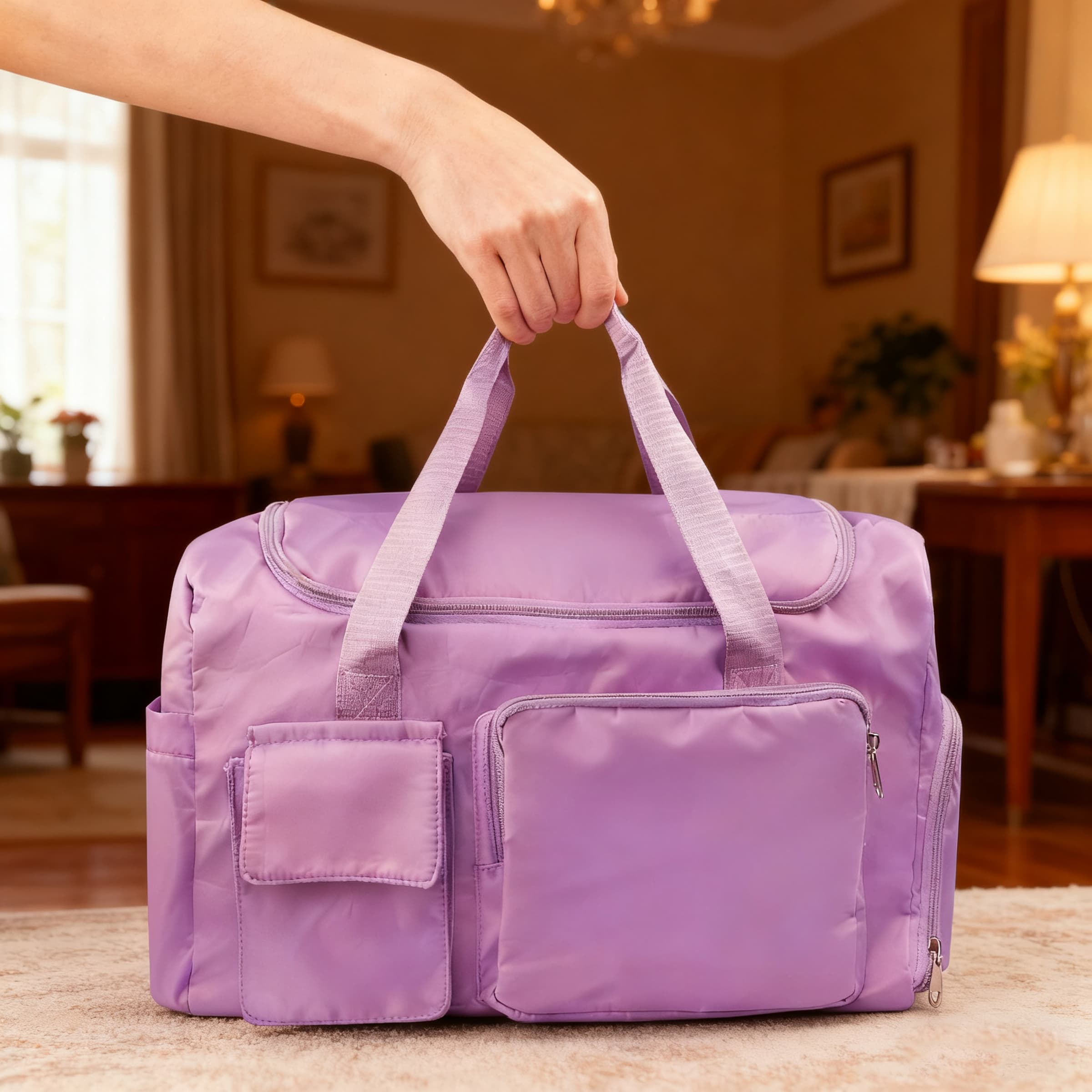 Large Portable Gym Duffle Bag W/ Handle, Oxford Fabric Bag thumbnail 4