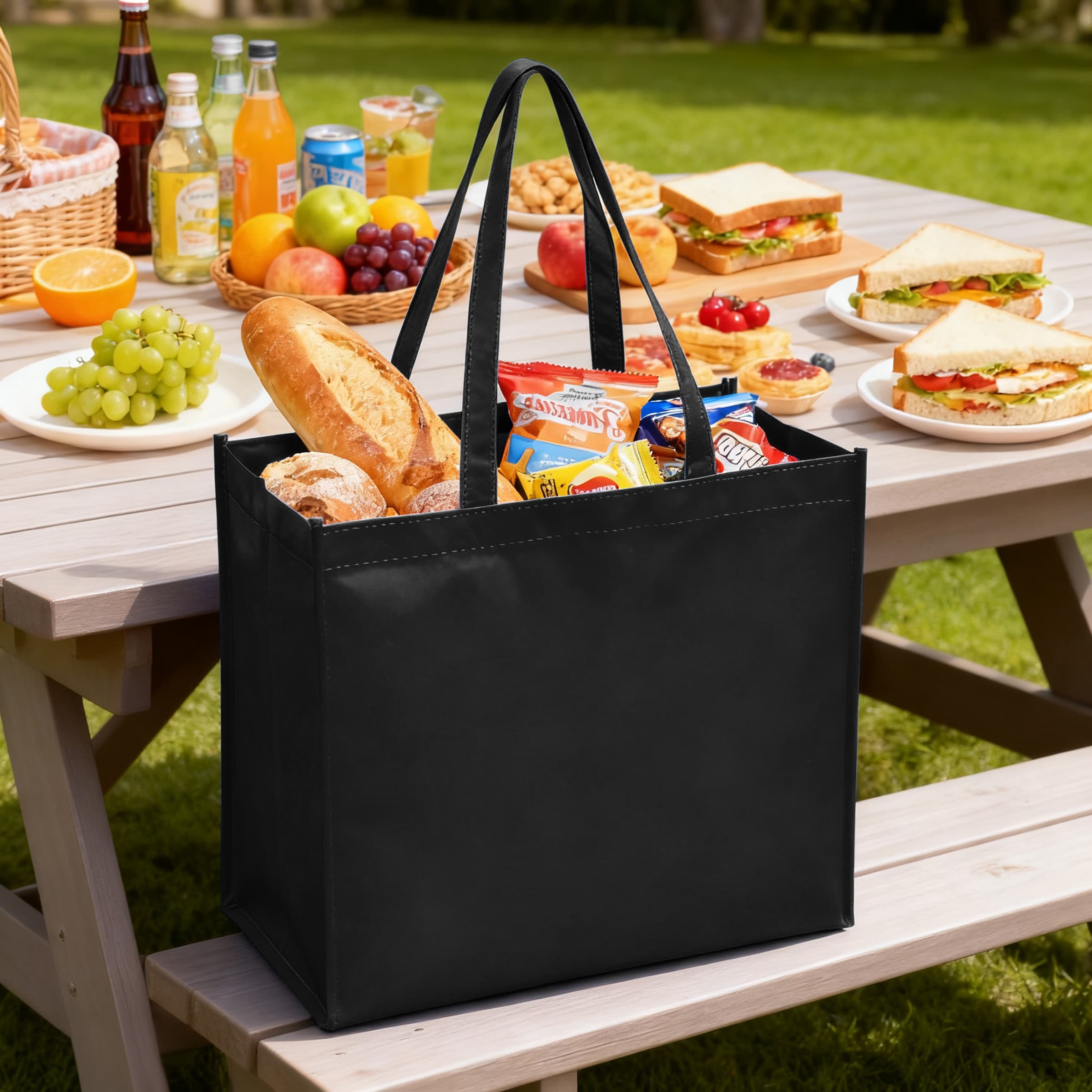 13.78" Custom Reusable Non-Woven Tote Bag With Handles thumbnail 4