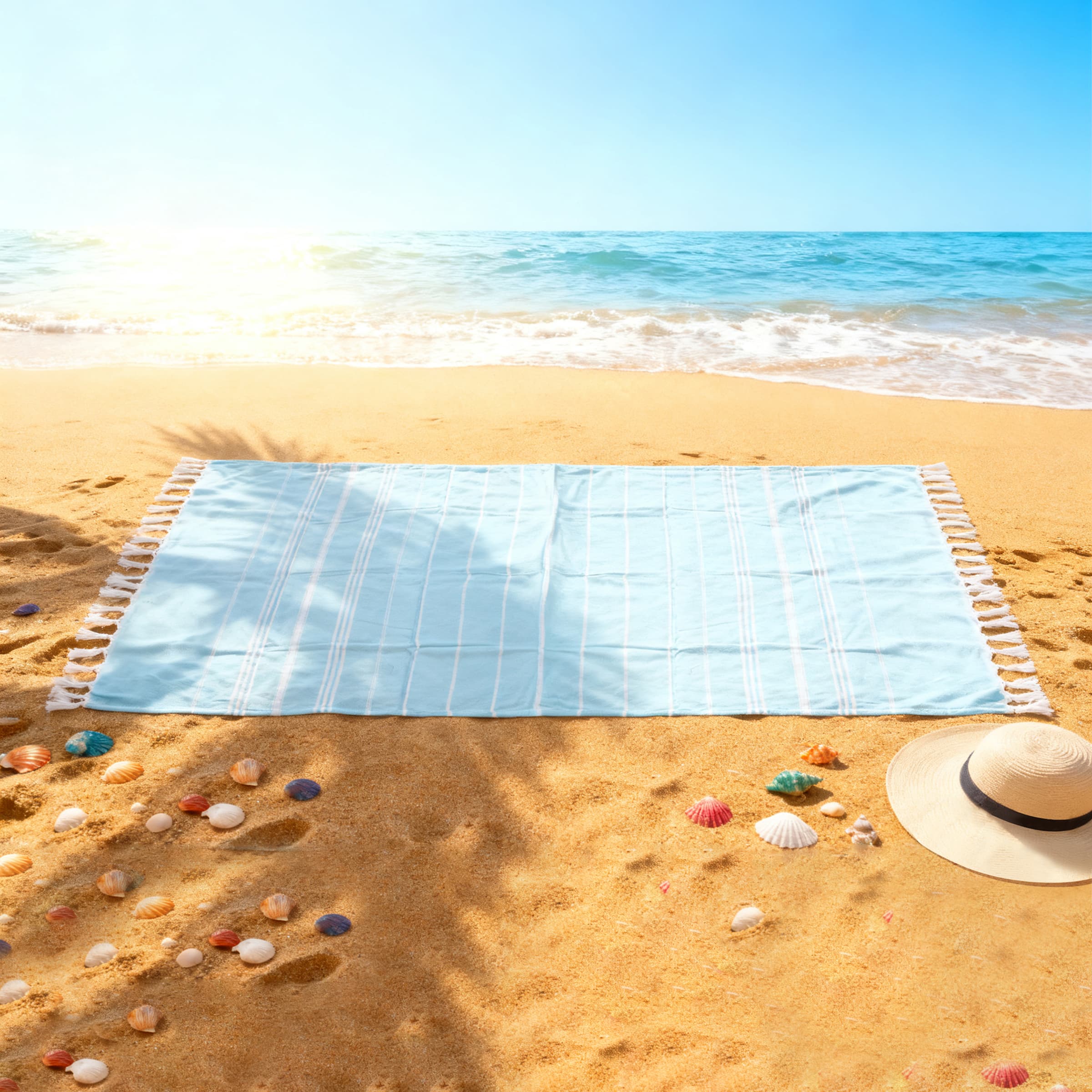 71"x39"Large Cotton Turkish Beach Towel W/ Tassel thumbnail 2