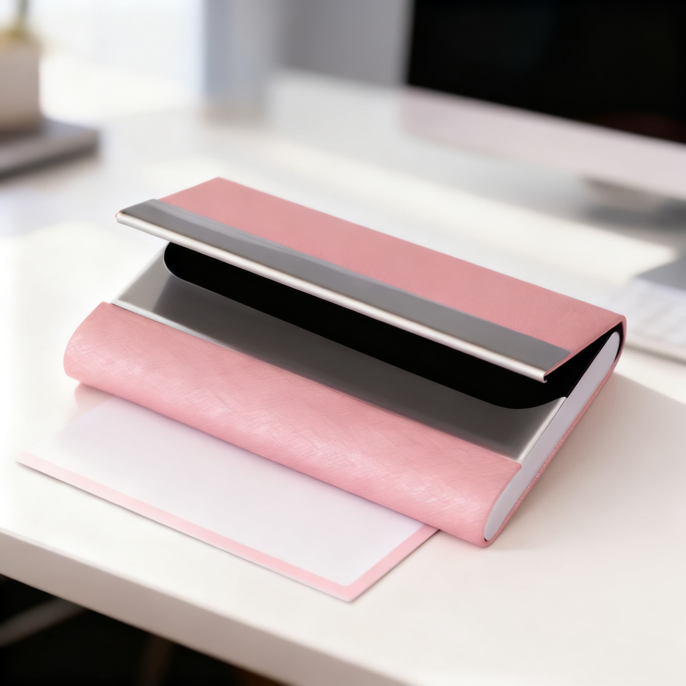 Stainless Steel Business Card Holder W/ Magnetic Closure thumbnail 6