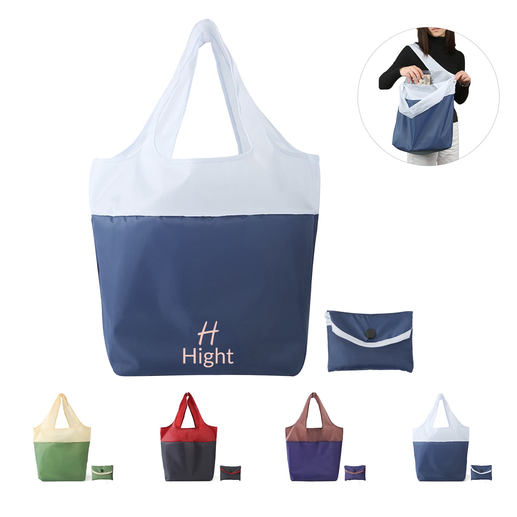 Recyclable Foldable Shopping Grocery Tote Bag