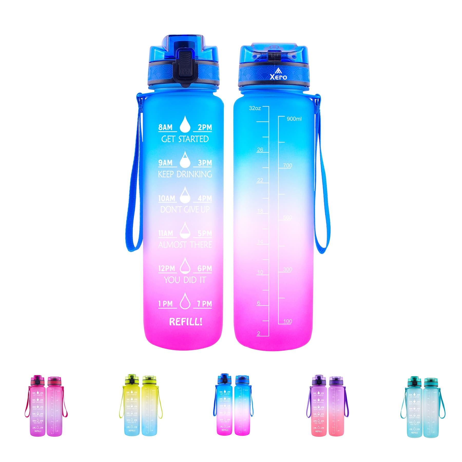 32Oz Wide Mouth Water Bottle With Strip