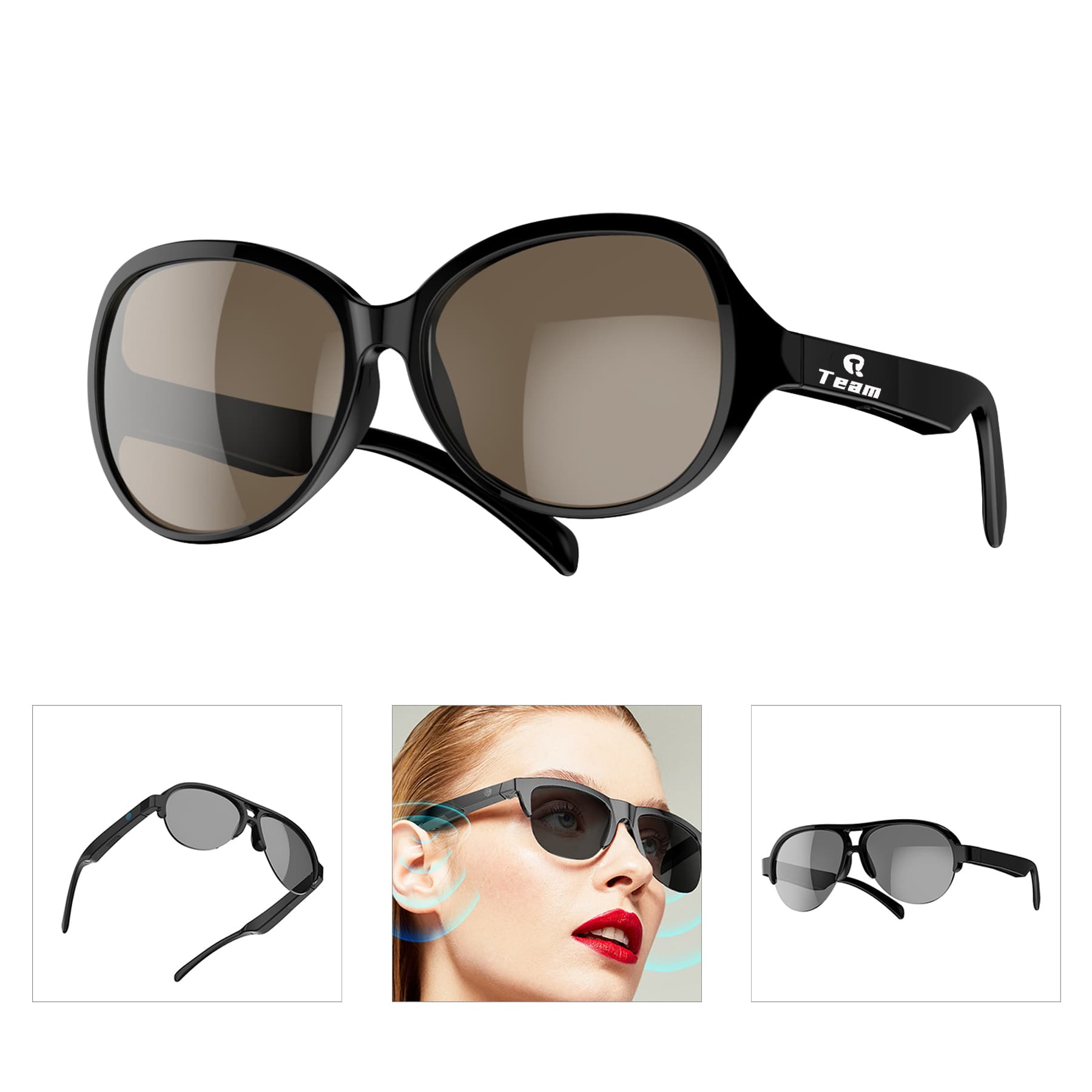 HD Bluetooth Audio Sunglasses W/Open Ear Headphones