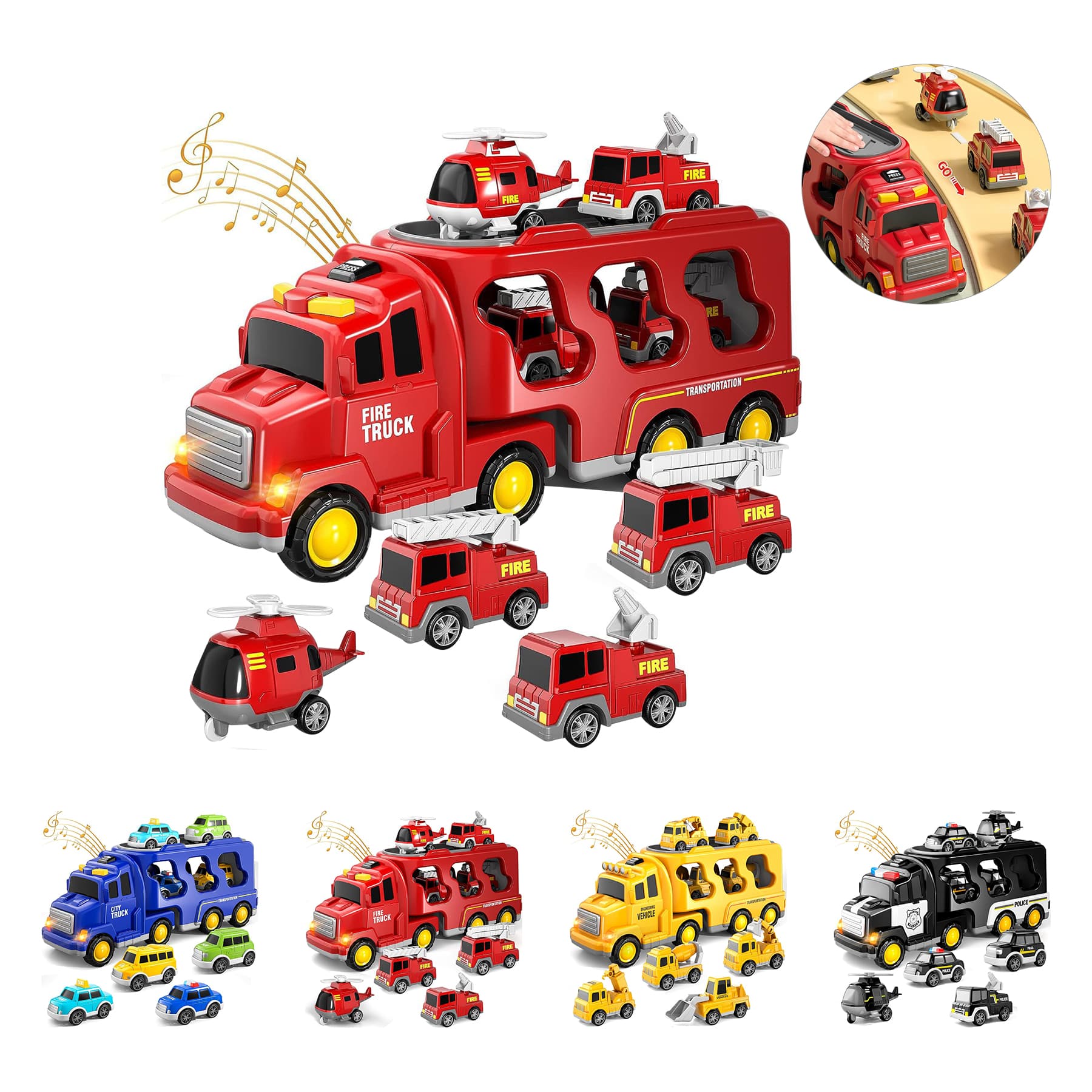 5 in 1 Carrier Truck Transport Cars for Toddlers 1-3