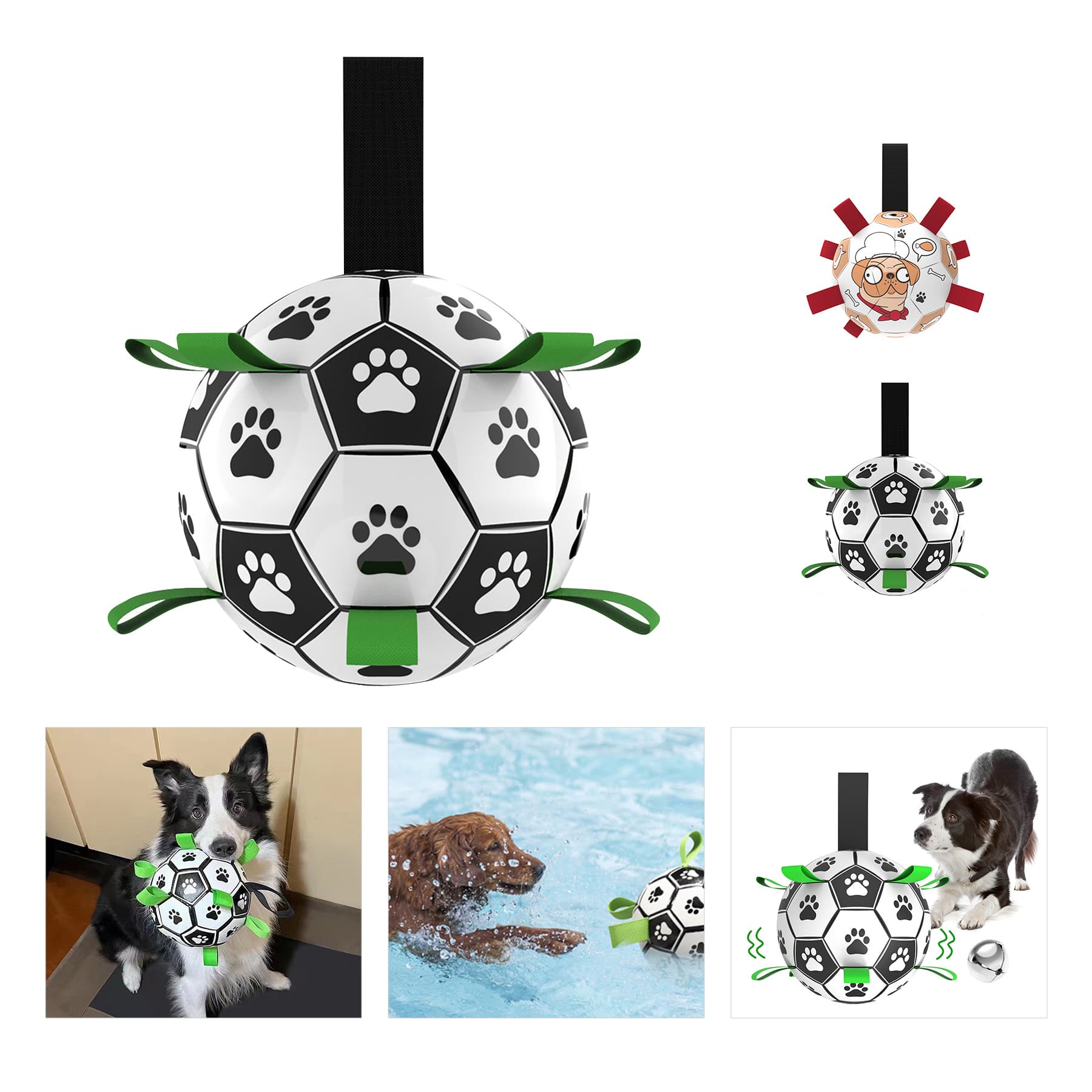 Dog Toys Soccer Ball with Straps