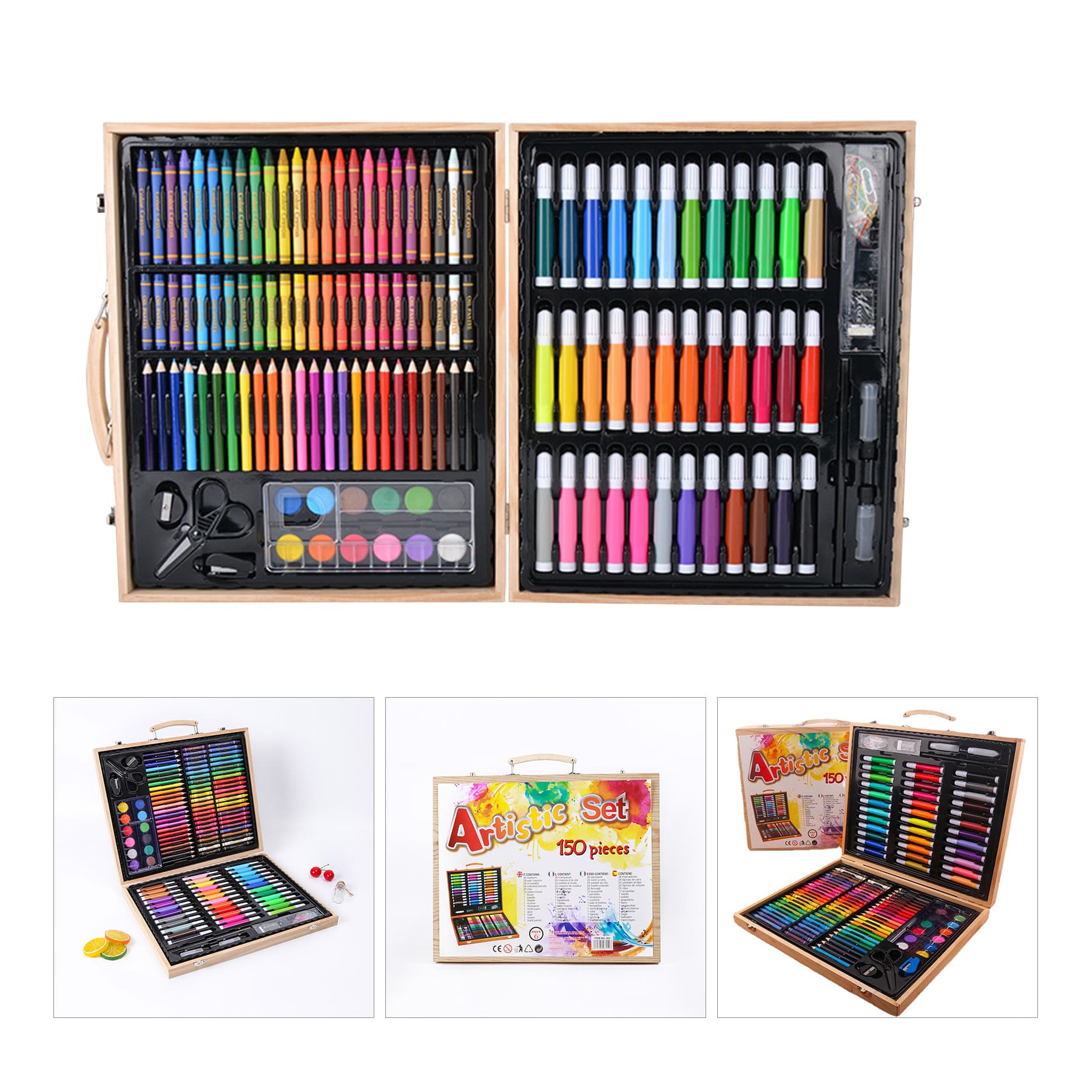 150 Pieces Kids Deluxe Artist Painting Set With Wooden Case