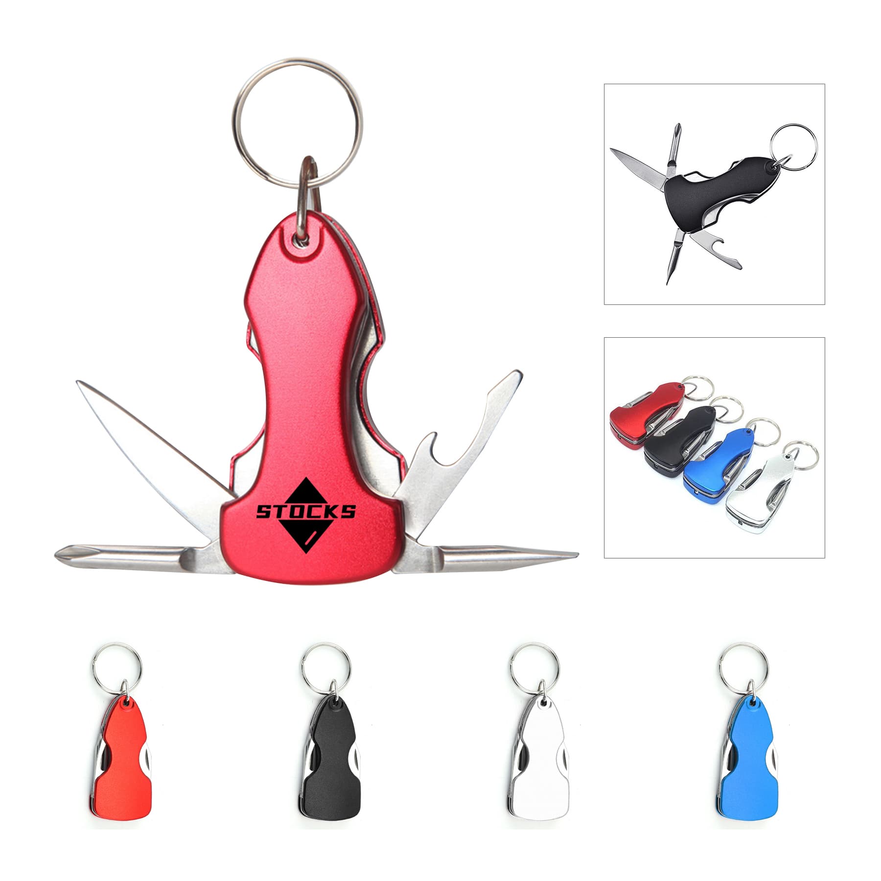 6-in-1 Stainless Steel Multi Tool Kit with keychain