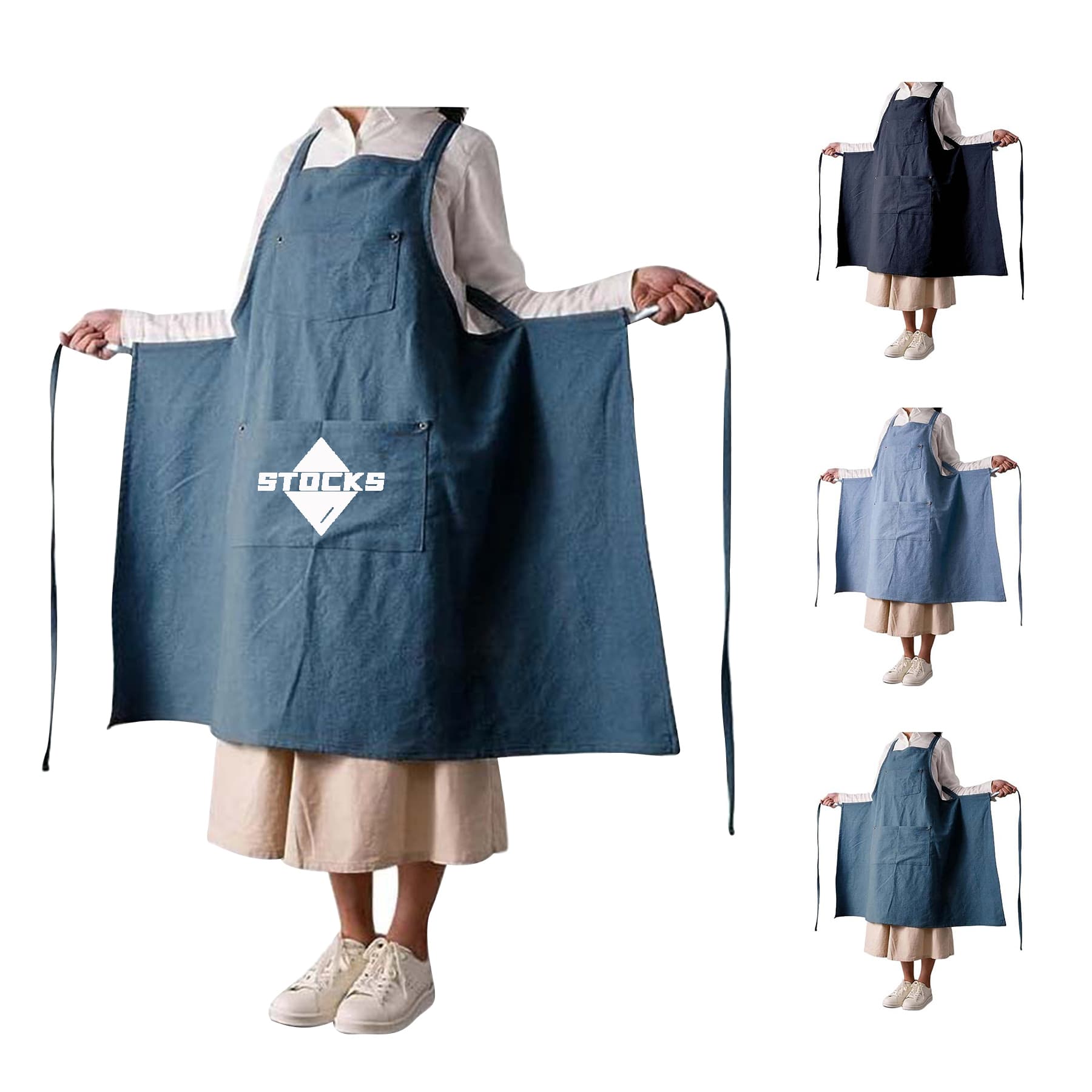 Durable multifunctional cotton denim apron