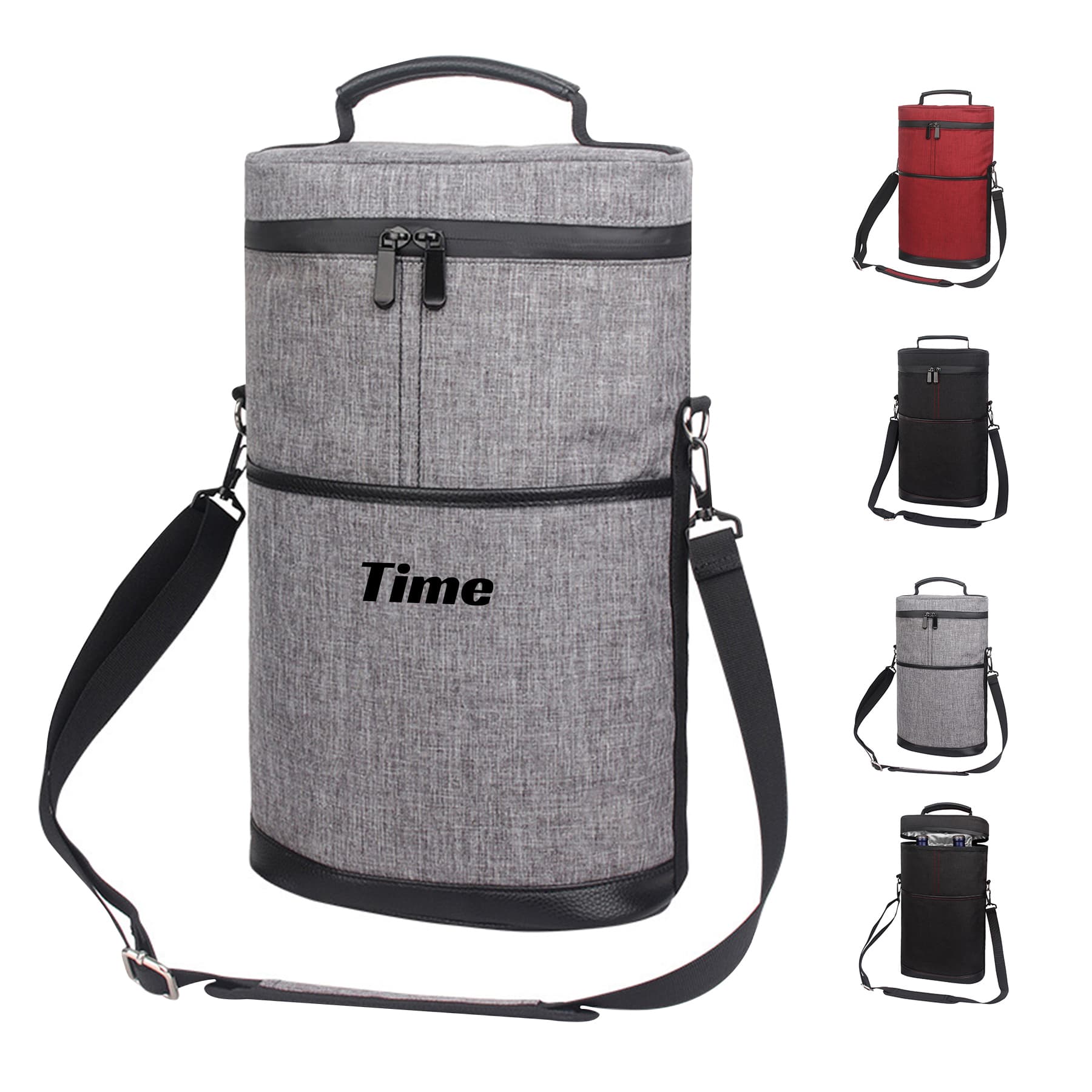 Insulated 2 Bottle Wine Cooler Carrier Tote Bag