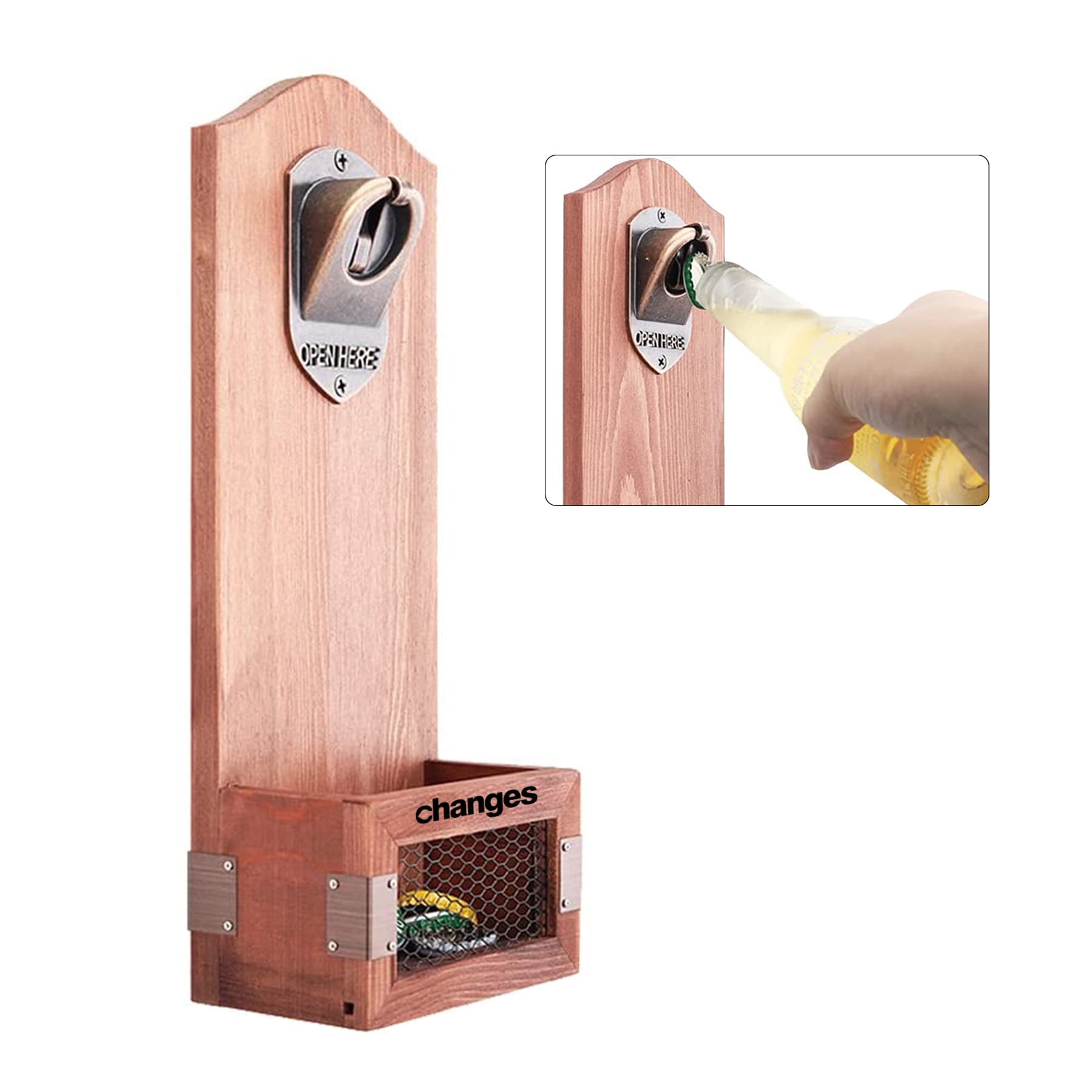 Wooden Wall Mounted Beer Opener