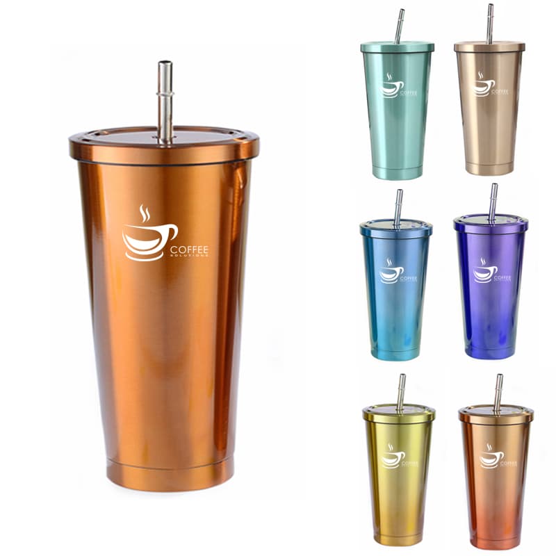Straw Insulated Stainless Steel Tumbler