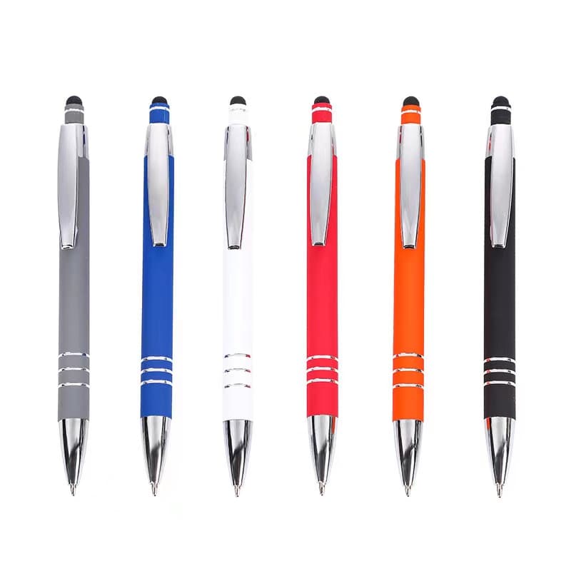Retactable ballpoint pen with touch screen stylus tip