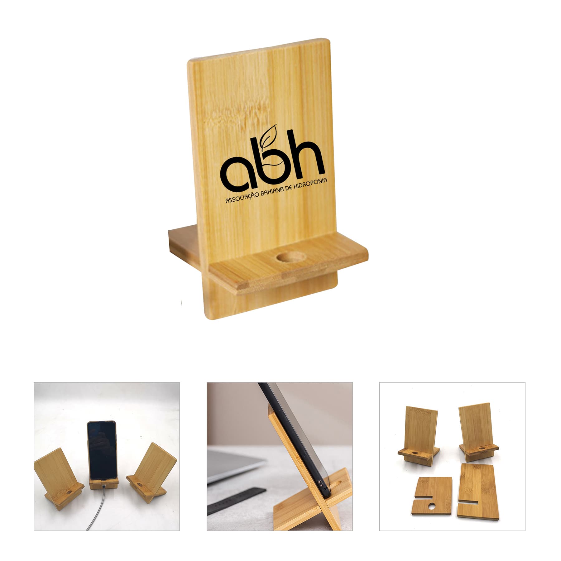 Bamboo Mobile Stand With Charging Point