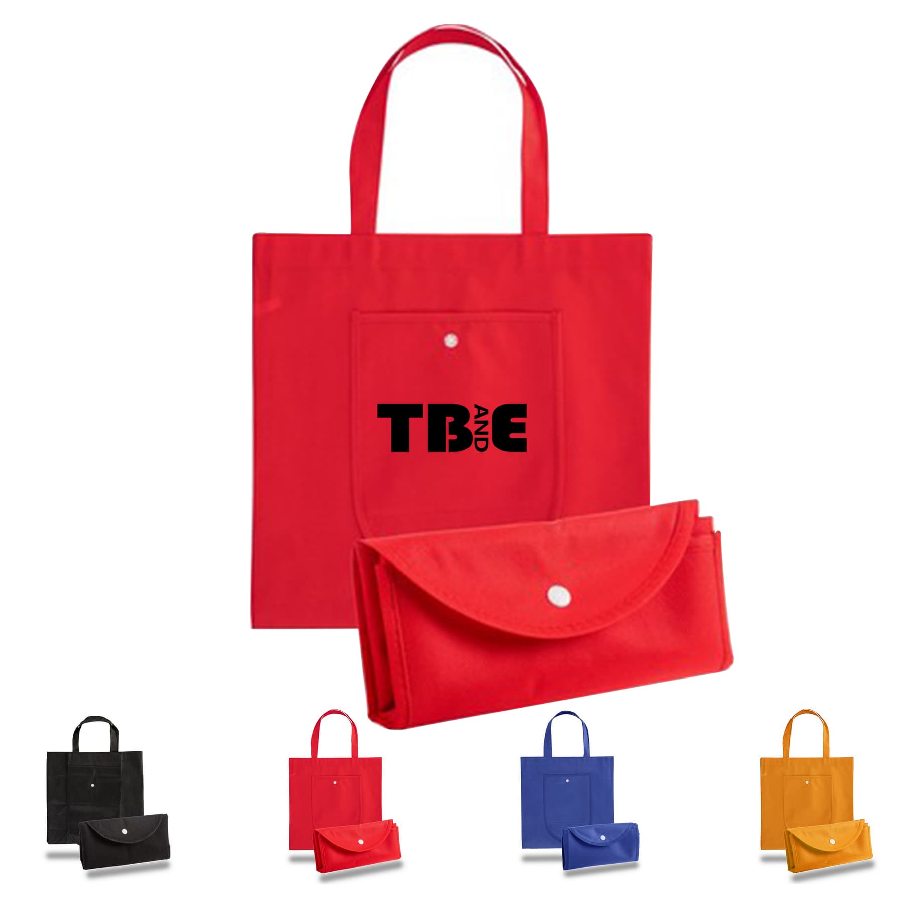 Foldable Non Woven Tote Bag w/ Snap Closure