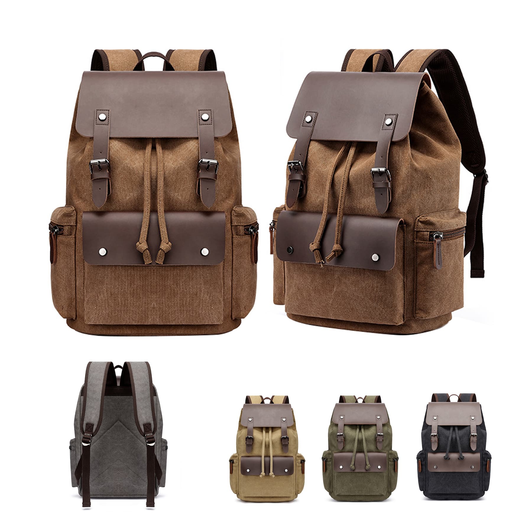 Outdoor Vintage Canvas Leather Backpack