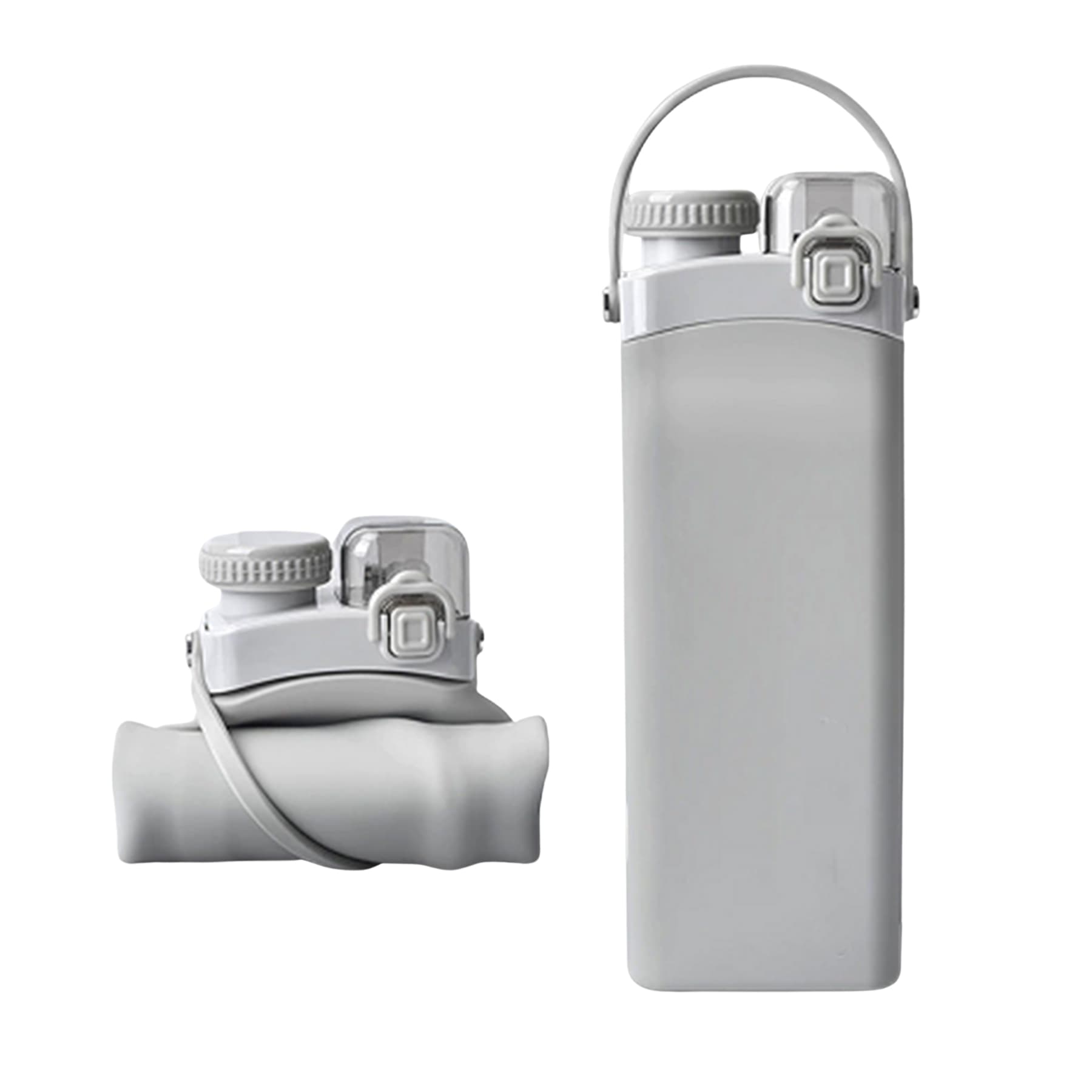 Dual-Lid Leakproof Foldable High-Temp Food-Grade Silicone Sports Bottle thumbnail 4