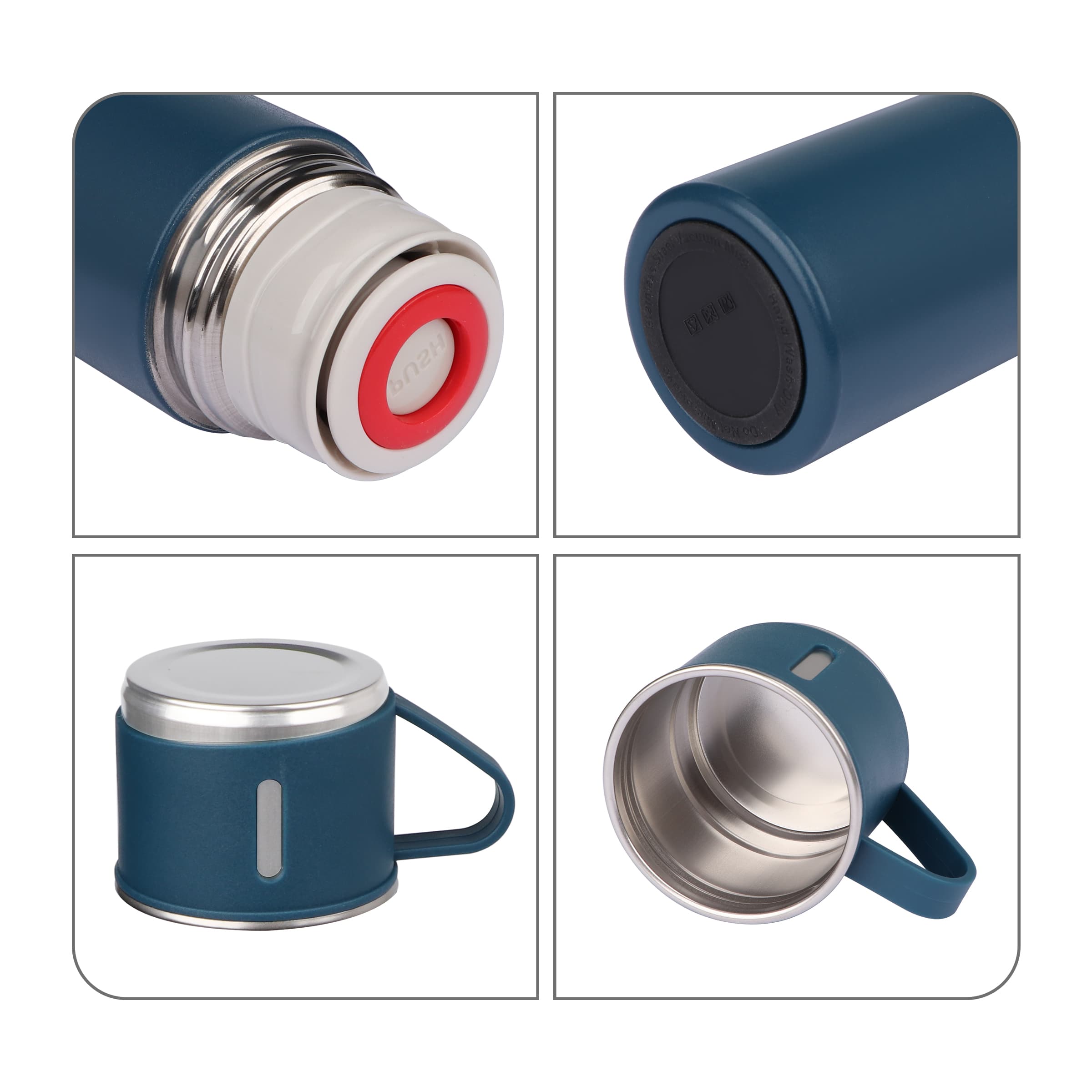 17Oz Vacuum Insulated Thermo Water Bottle with 3 Mug Lids thumbnail 12