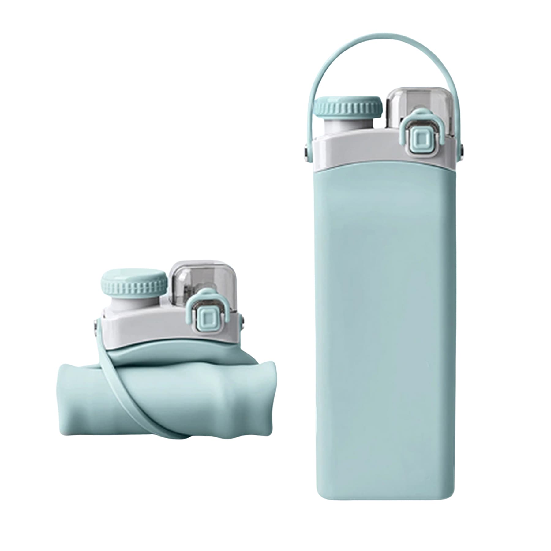 Dual-Lid Leakproof Foldable High-Temp Food-Grade Silicone Sports Bottle thumbnail 2