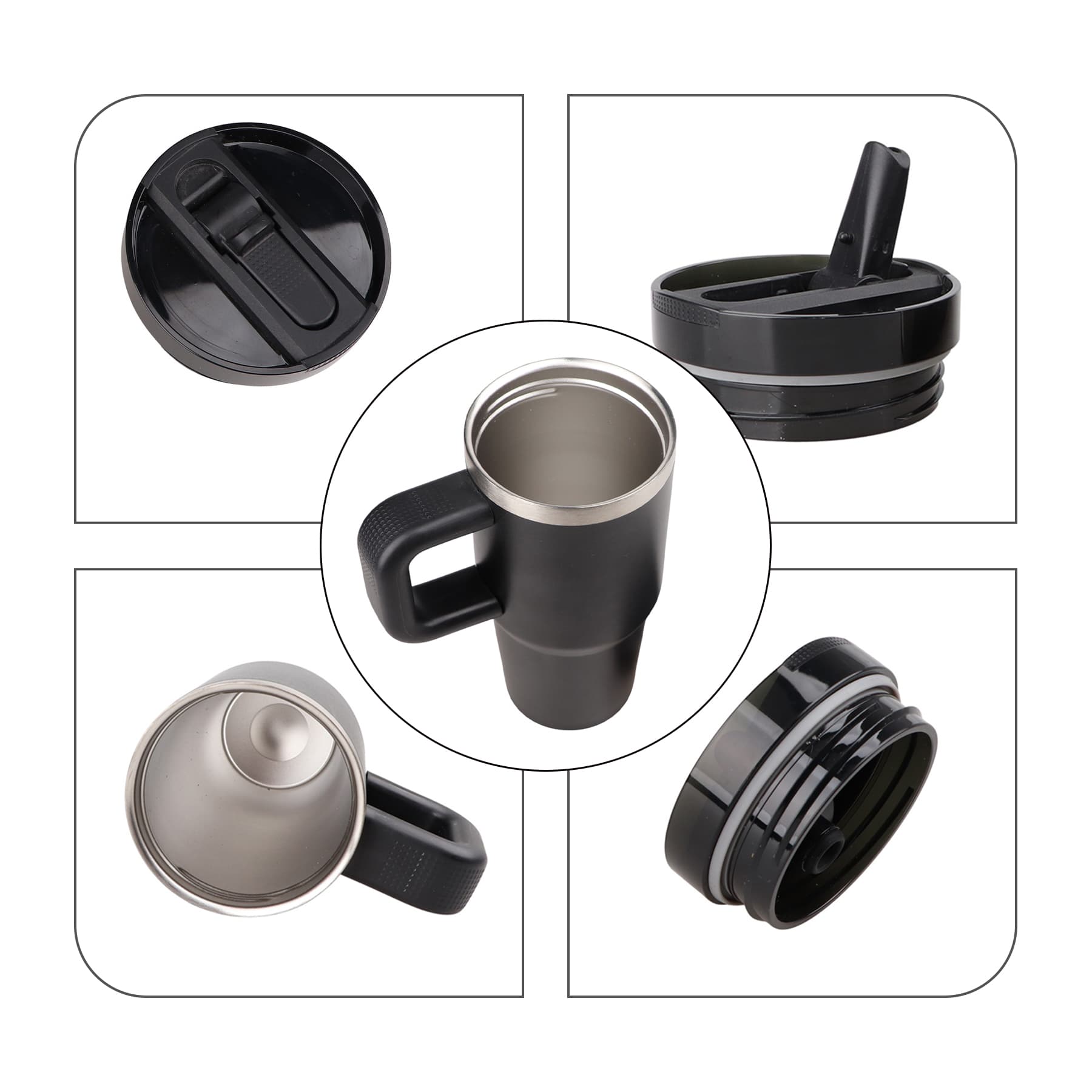 14 Oz Stainless Steel Tumbler with Handle Foldable Straw