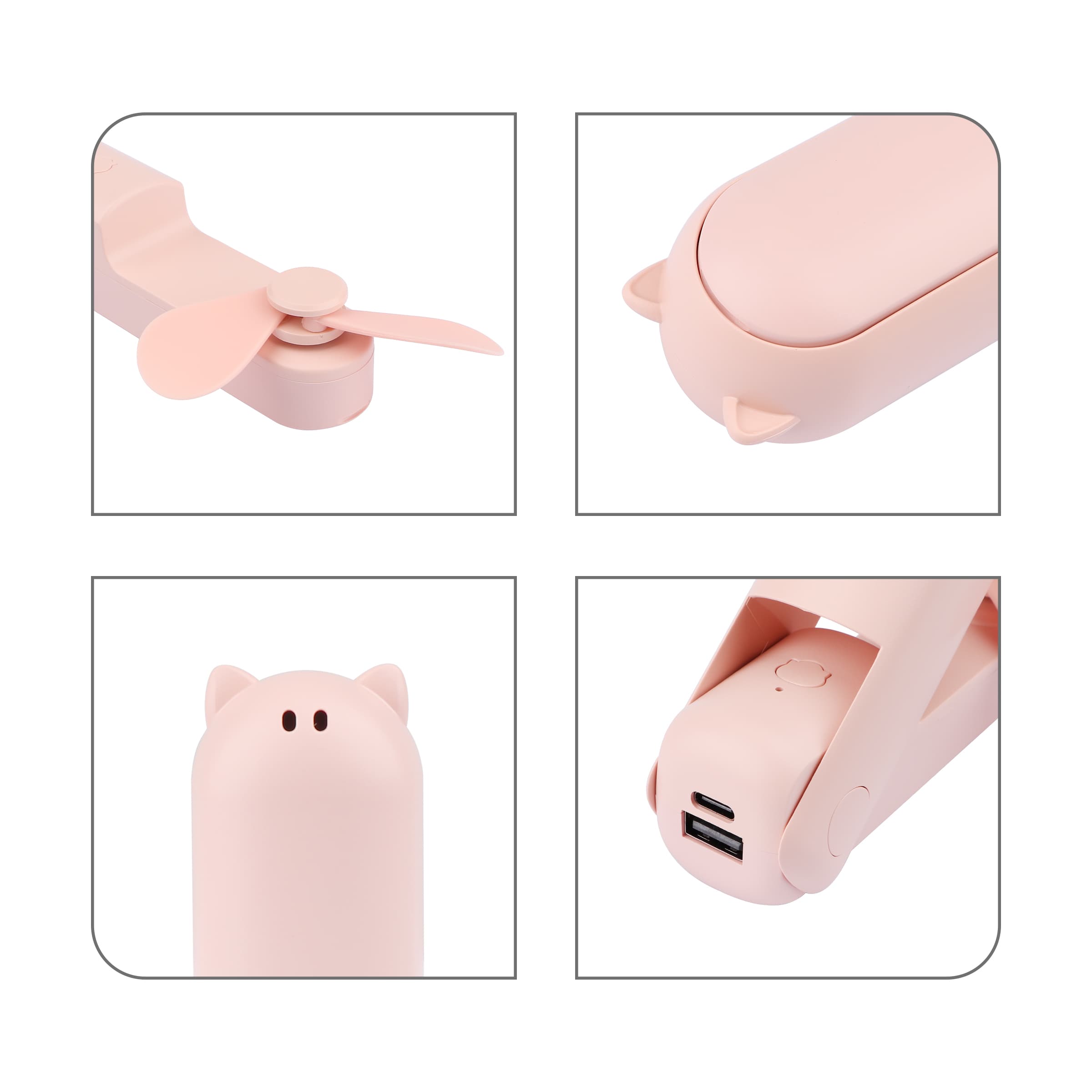 Personal USB Foldable Fan Mini Handheld Fan W/ Power Bank