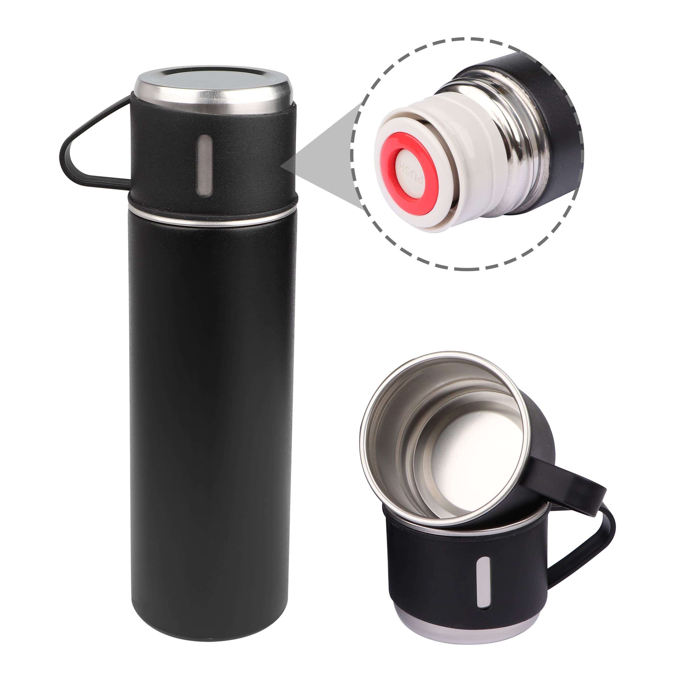 17Oz Vacuum Insulated Thermo Water Bottle with 3 Mug Lids thumbnail 13