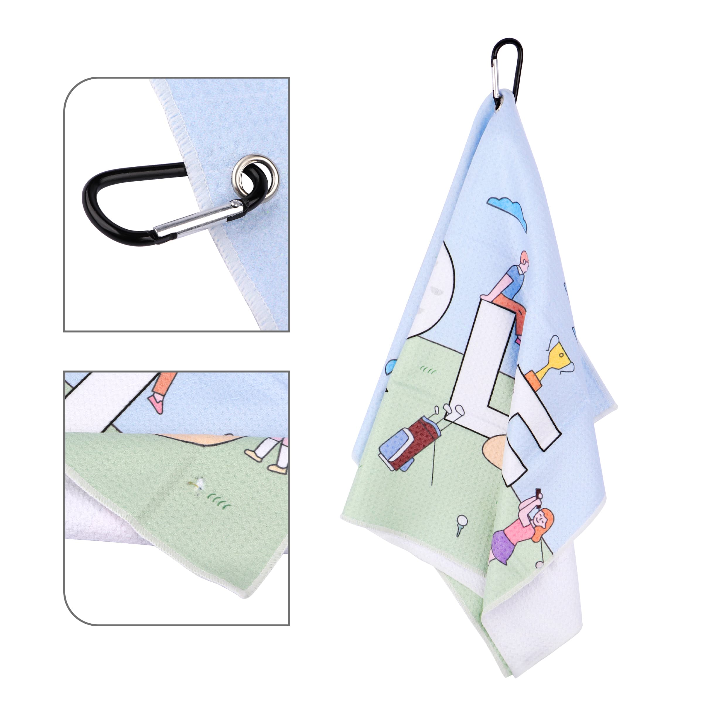 15.75"x23.5" Custom Microfiber Golf Towel W/ Carabiner Clip thumbnail 2