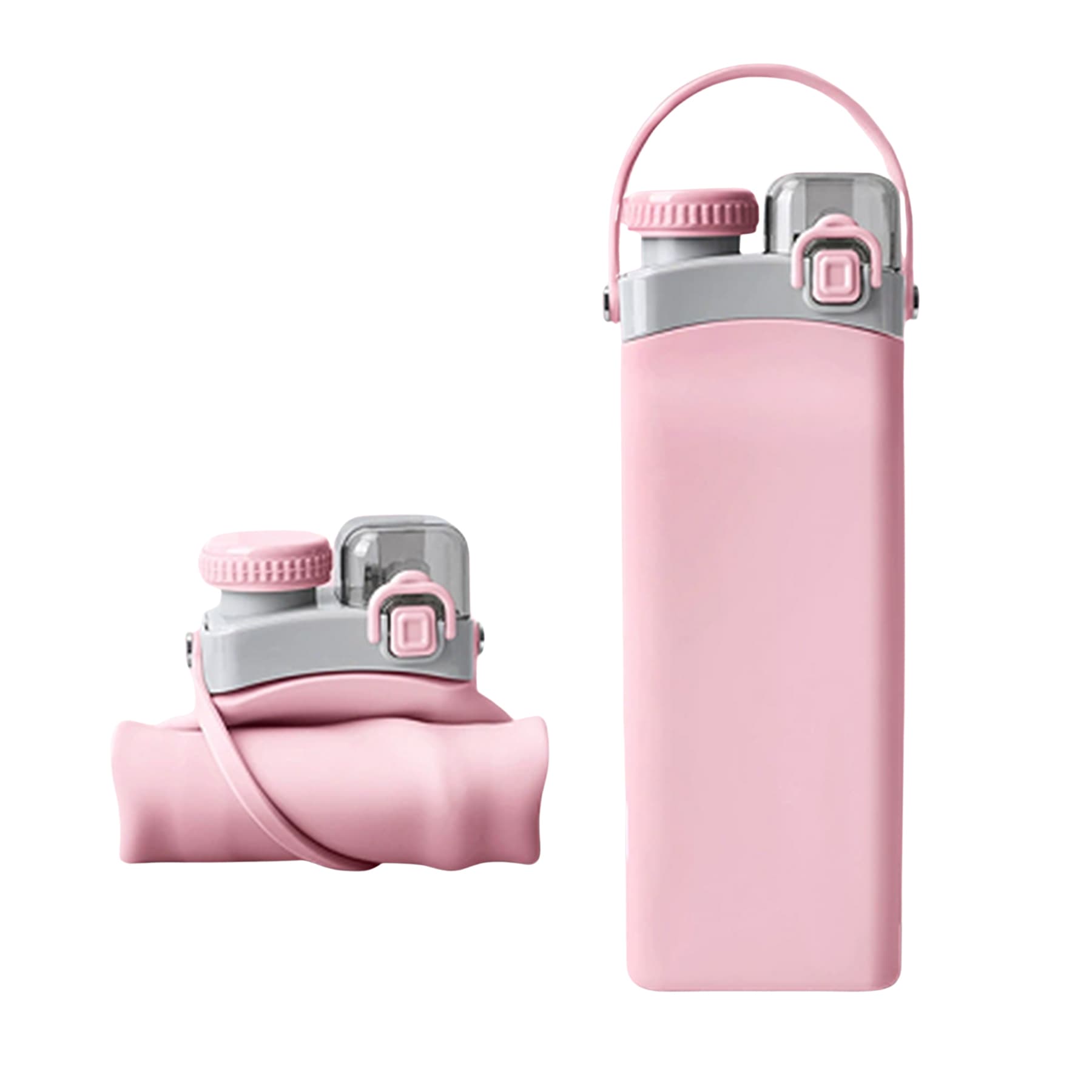 Dual-Lid Leakproof Foldable High-Temp Food-Grade Silicone Sports Bottle thumbnail 3