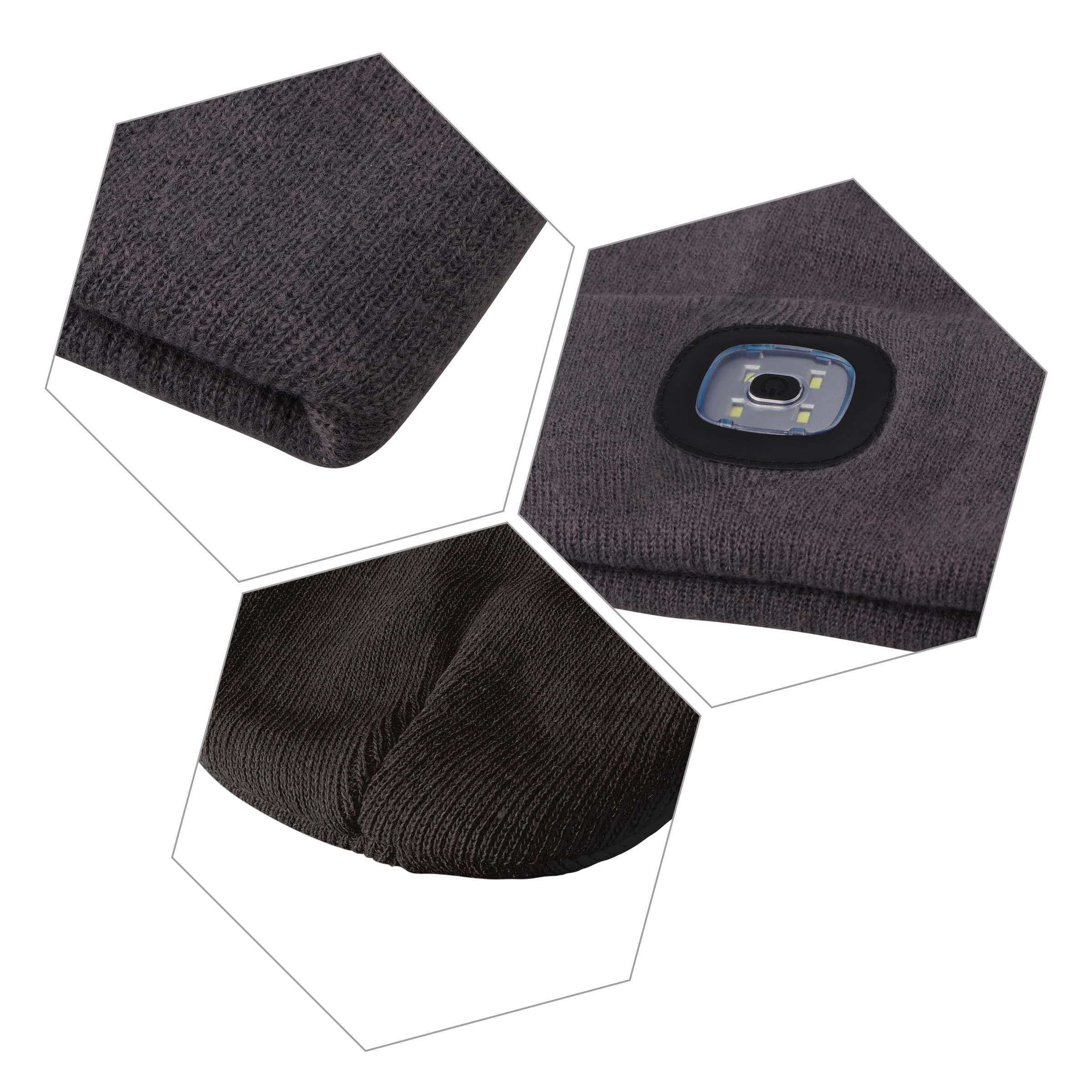 Acrylic fiber Knit Beanie Hat W/LED Light,USB Rechargeable thumbnail 3