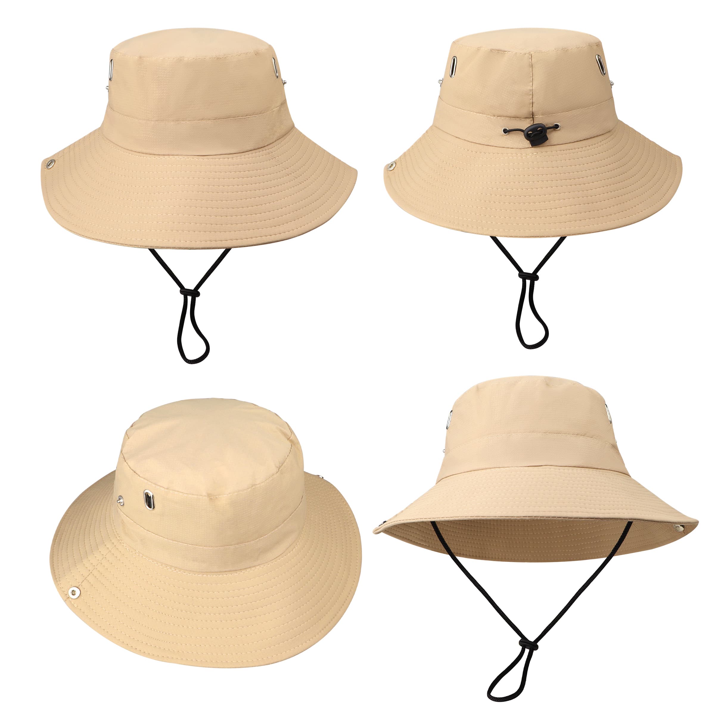Polyester Cowboy Hat Wide Brim Sun Bucket Hat W/ Chin Strap thumbnail 2