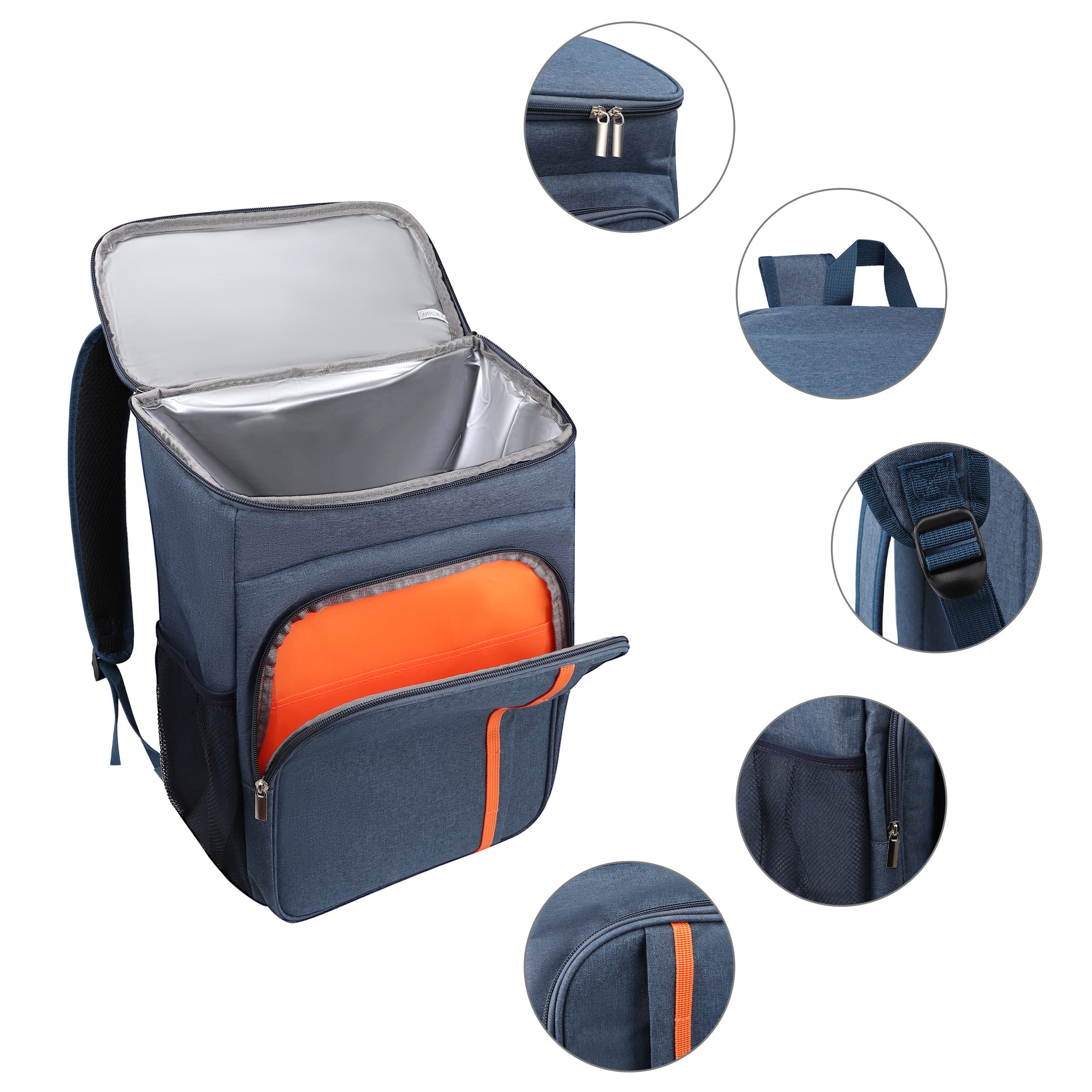 23L Large Oxford Zipper Insulated Backpack Cooler Bag thumbnail 4