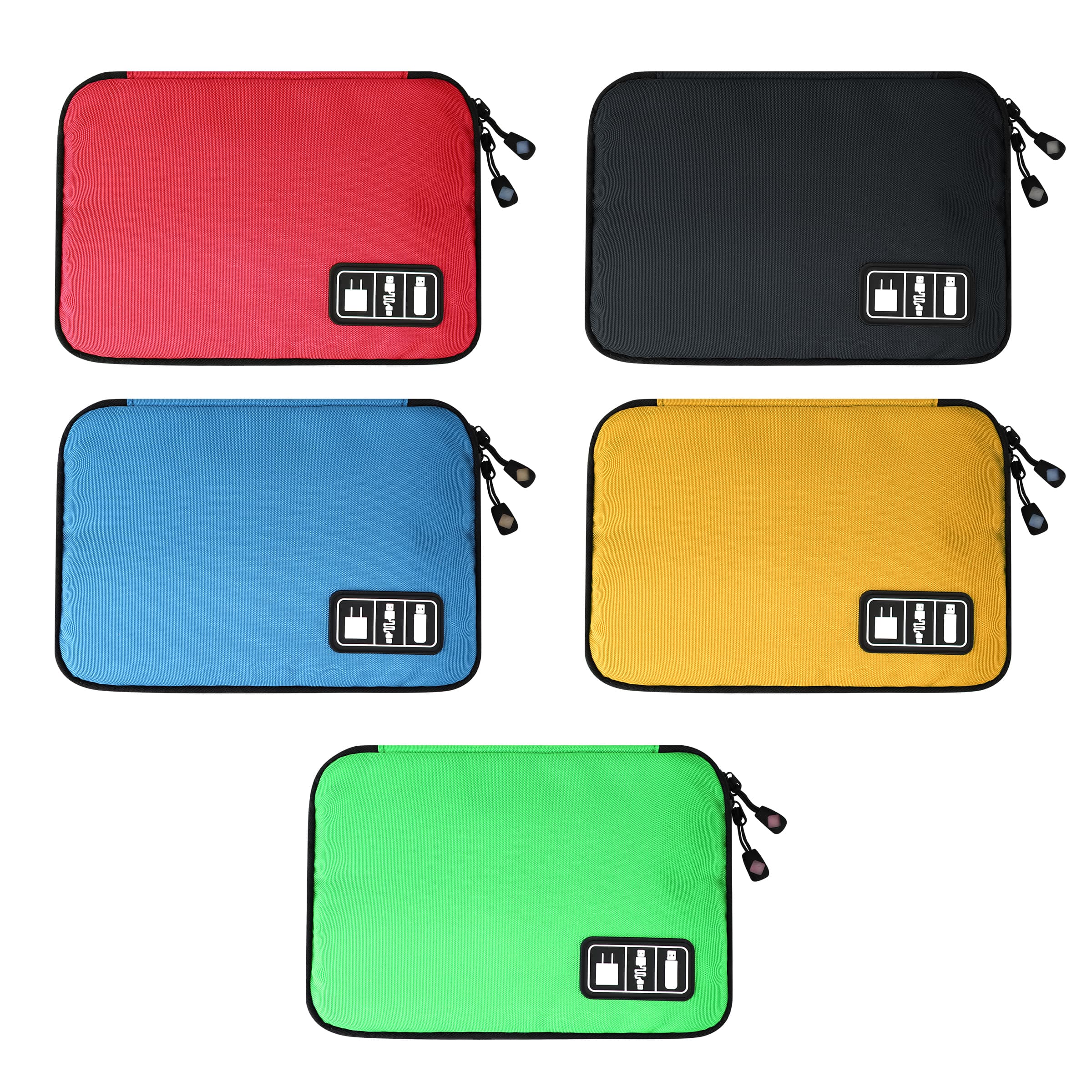 Portable Nylon Travel Cable Organizer Bag W/ Double Zipper thumbnail 3