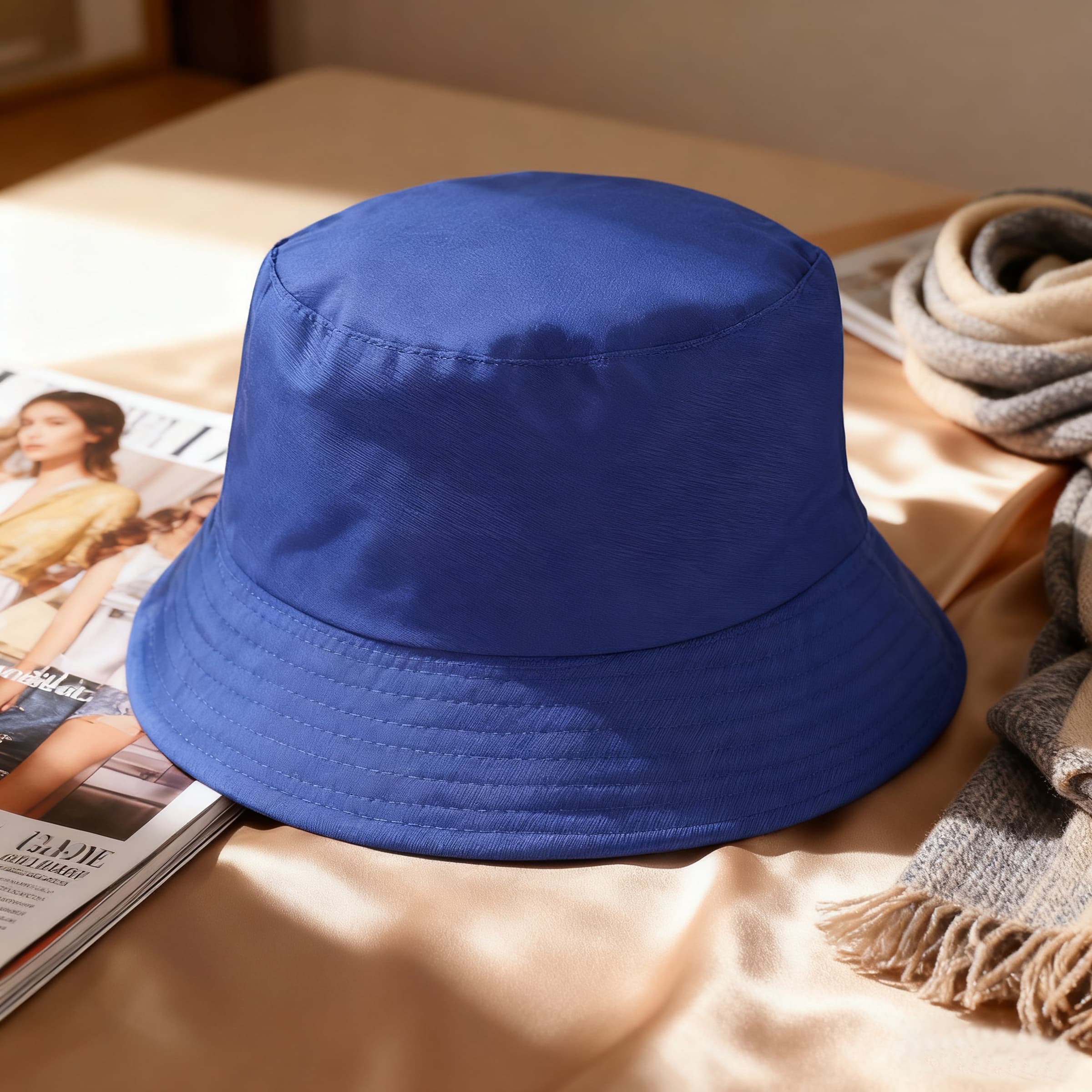 Unisex Cotton Wide Brim Sun Bucket Hat W/ Adjustable Strap thumbnail 3