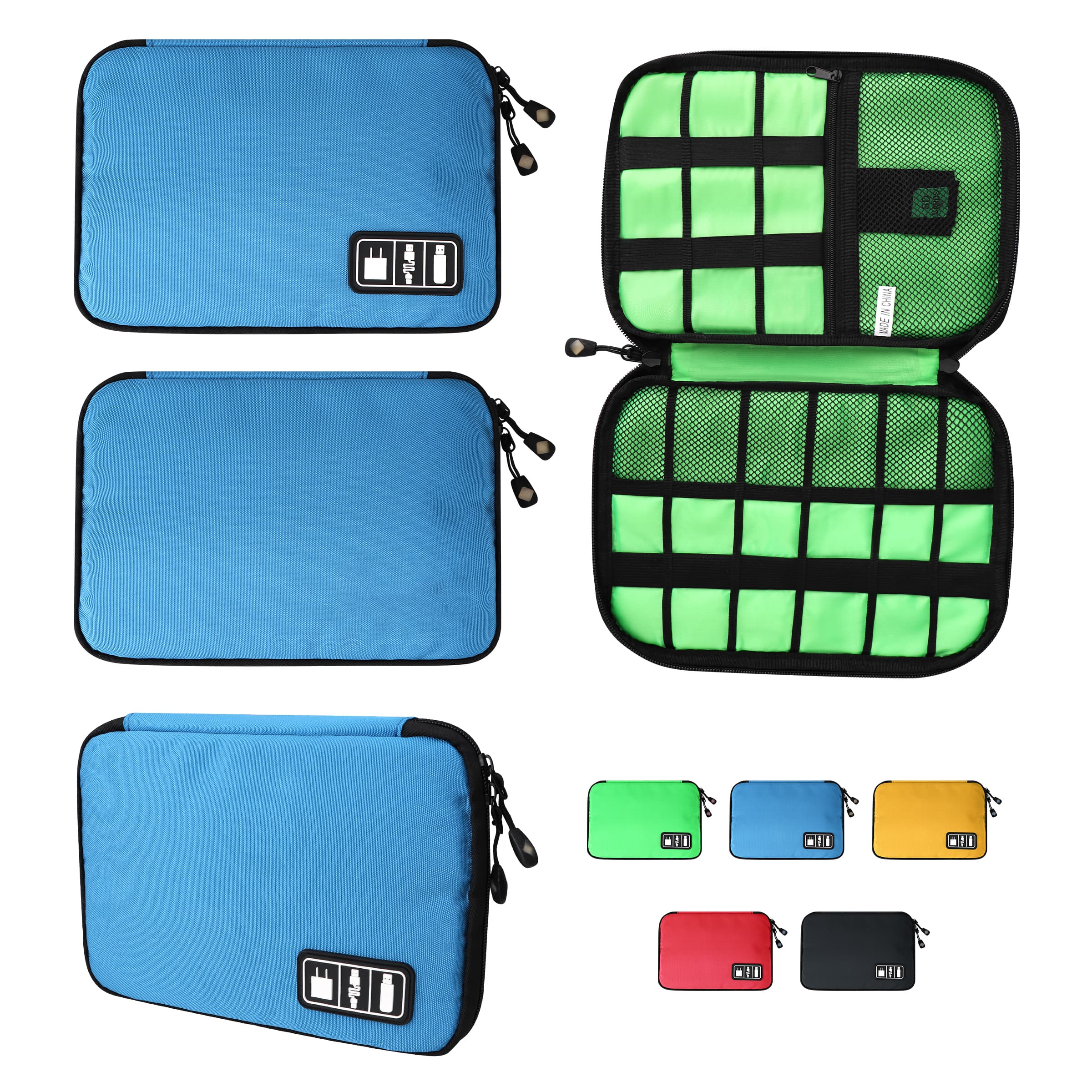 Portable Nylon Travel Cable Organizer Bag W/ Double Zipper thumbnail 4