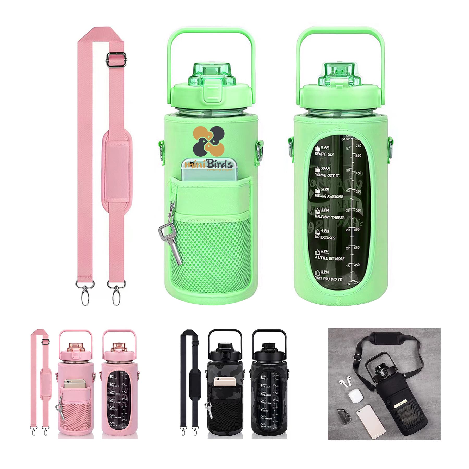 Water Bottle Carrier With Strap
