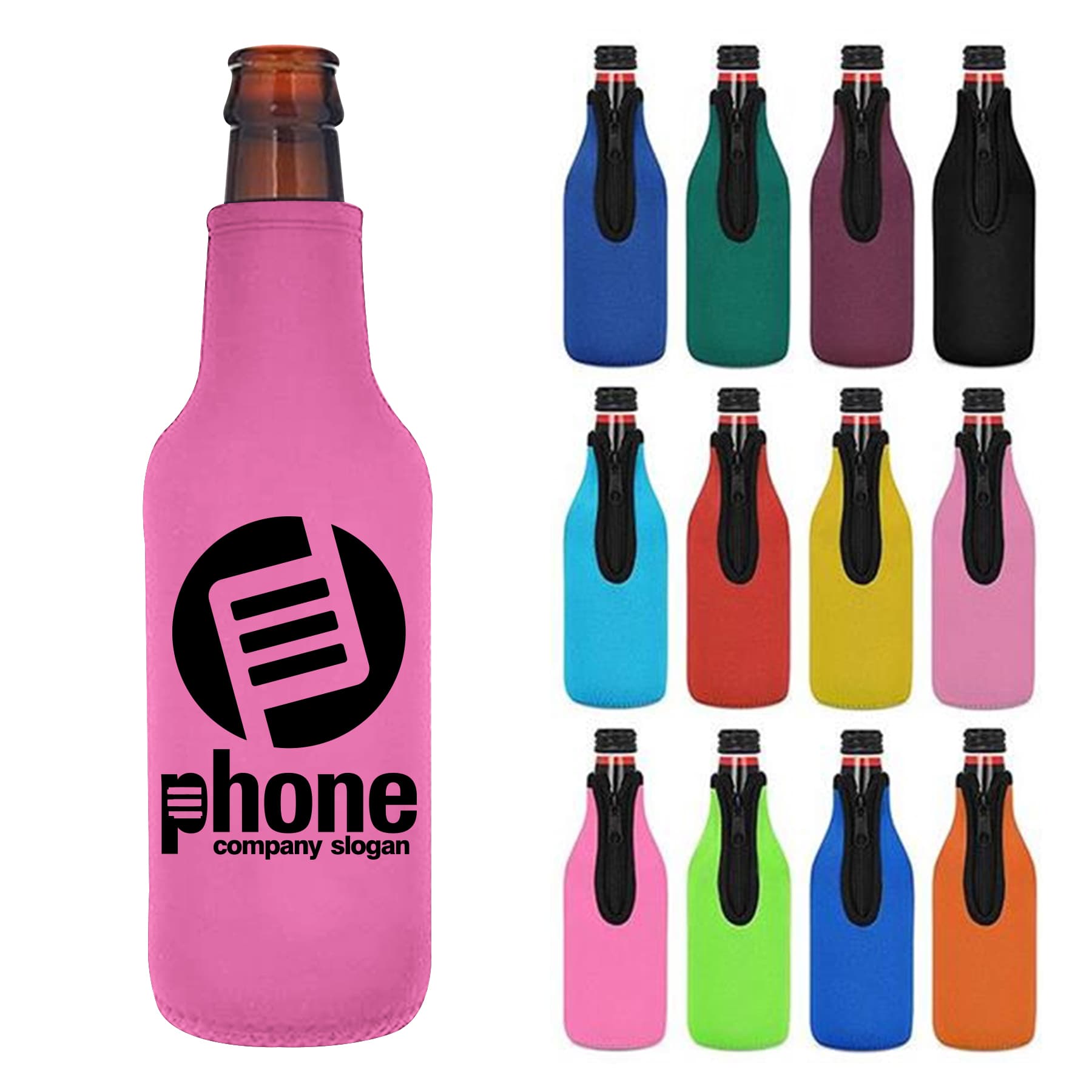 Neoprene Insulated Water Bottle Holder w/ Zipper