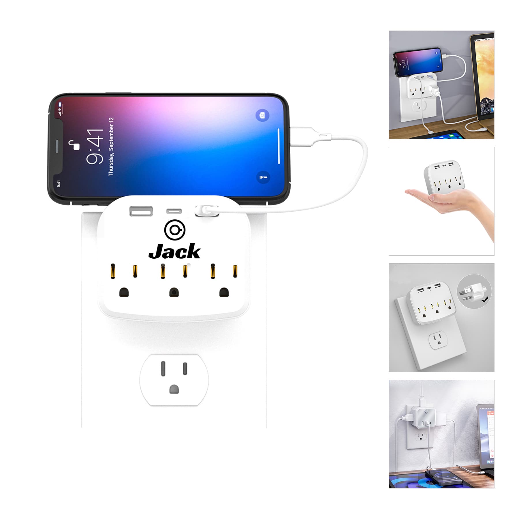Multi Plug Outlet Extender with 3 USB Ports