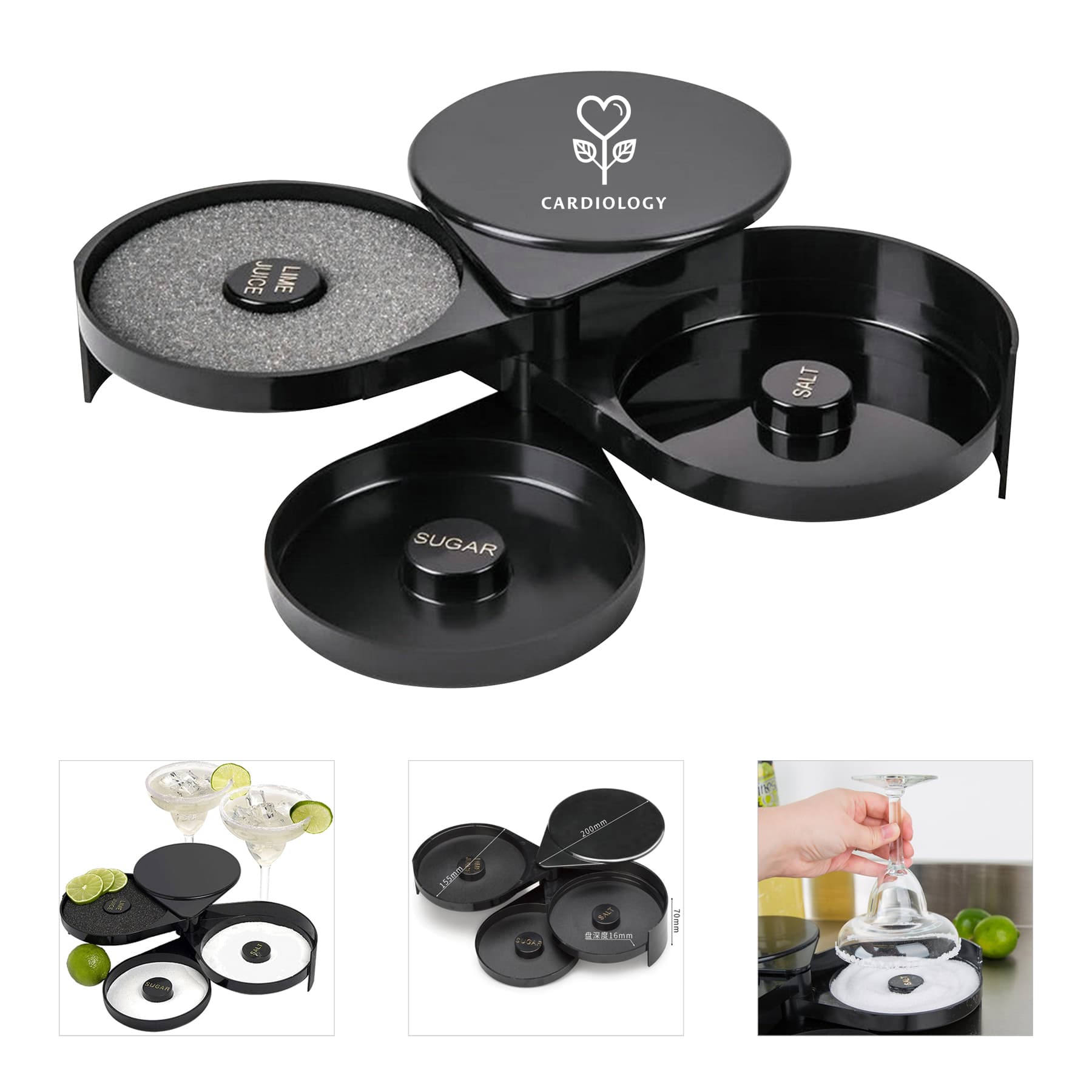 3-Tier Bar Glass Salt Rimmer Plates