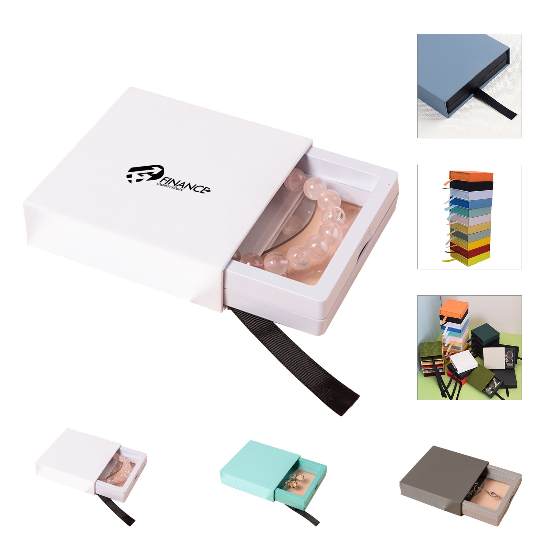 Transparent jewelry box containing necklace ring drawer