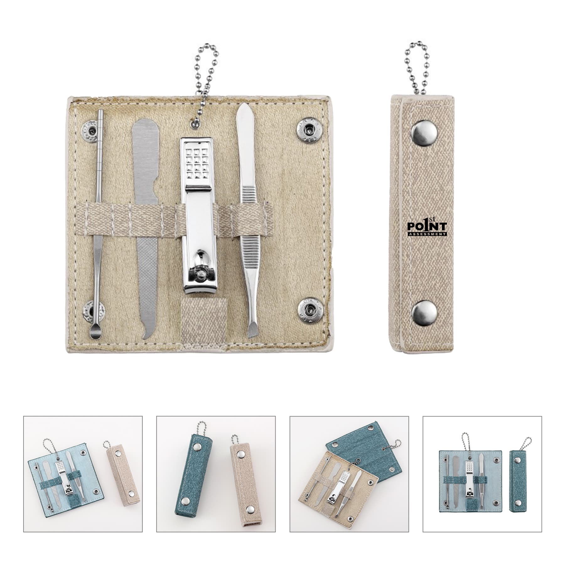 4pcs Denim Keychain Design Nail Clippers Set