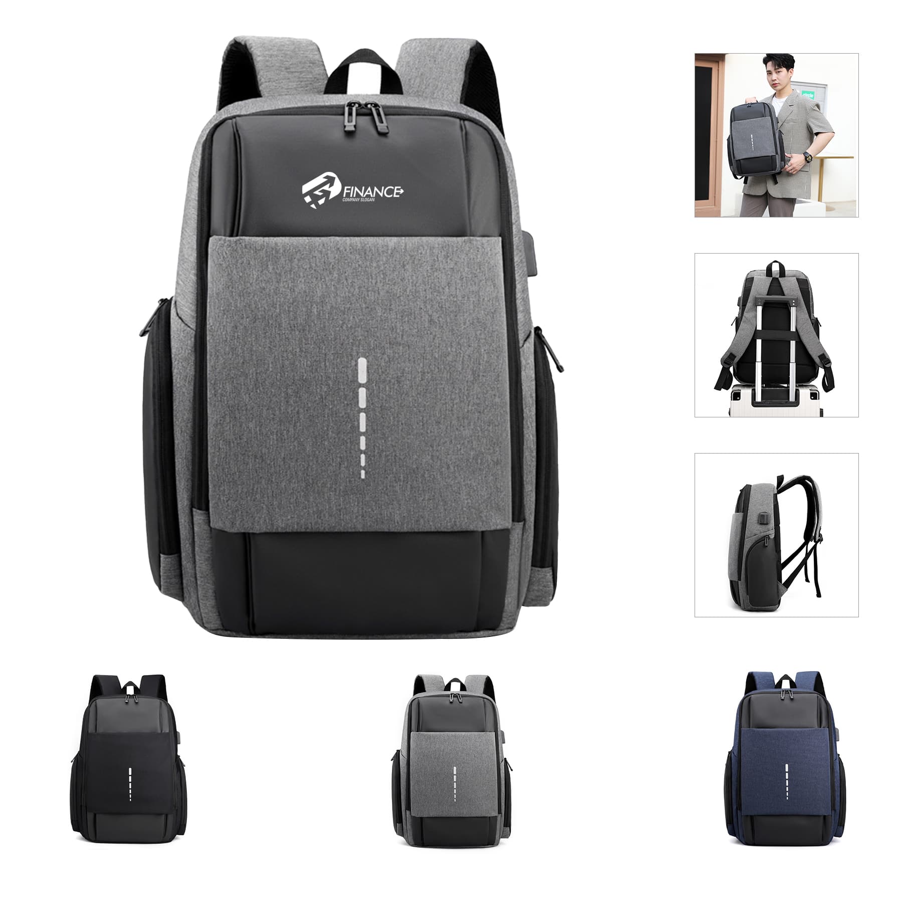 Custom Waterproof Laptop Backpack with USB Charging Port