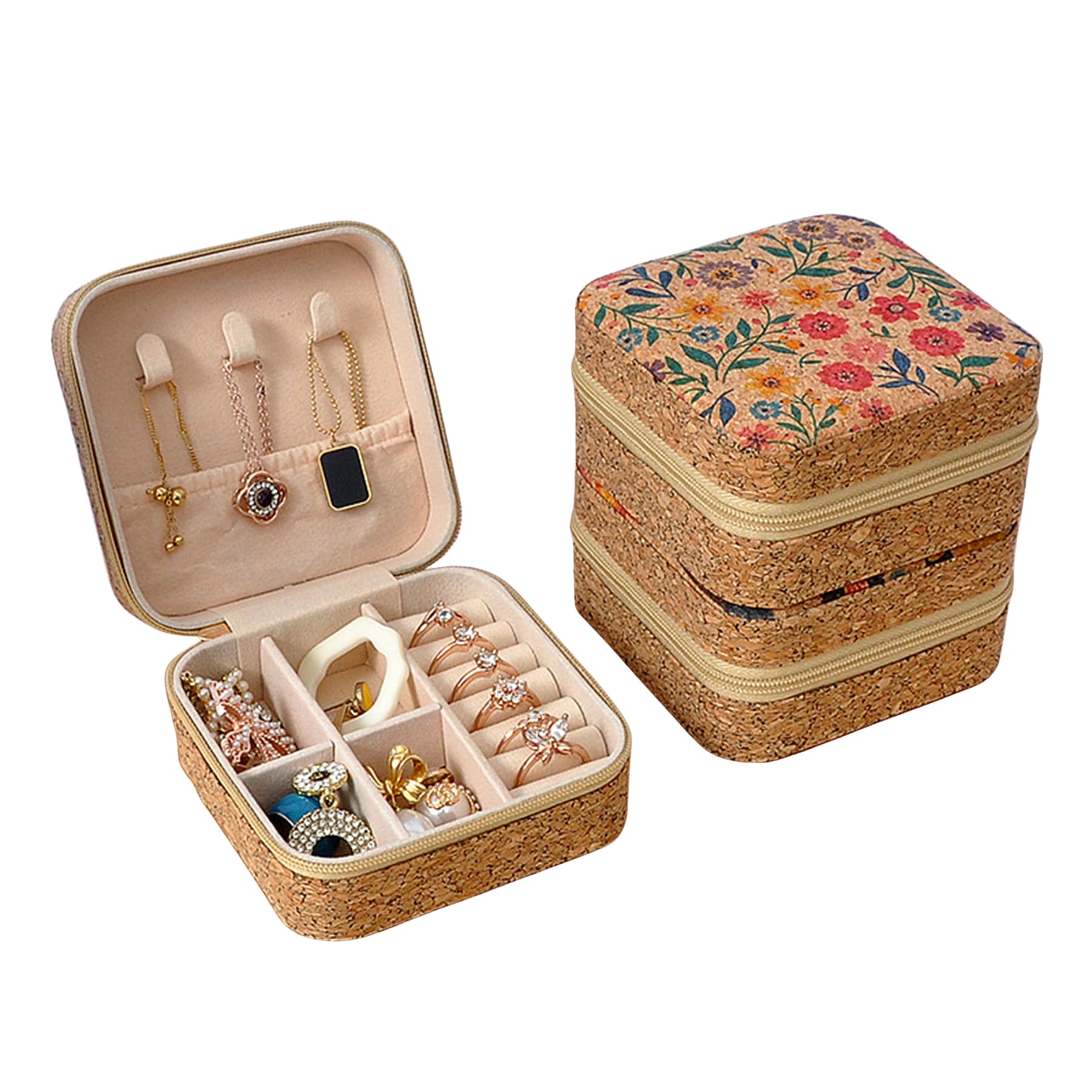 Cork Jewelry Box Portable Travel Earring Ring Organizer