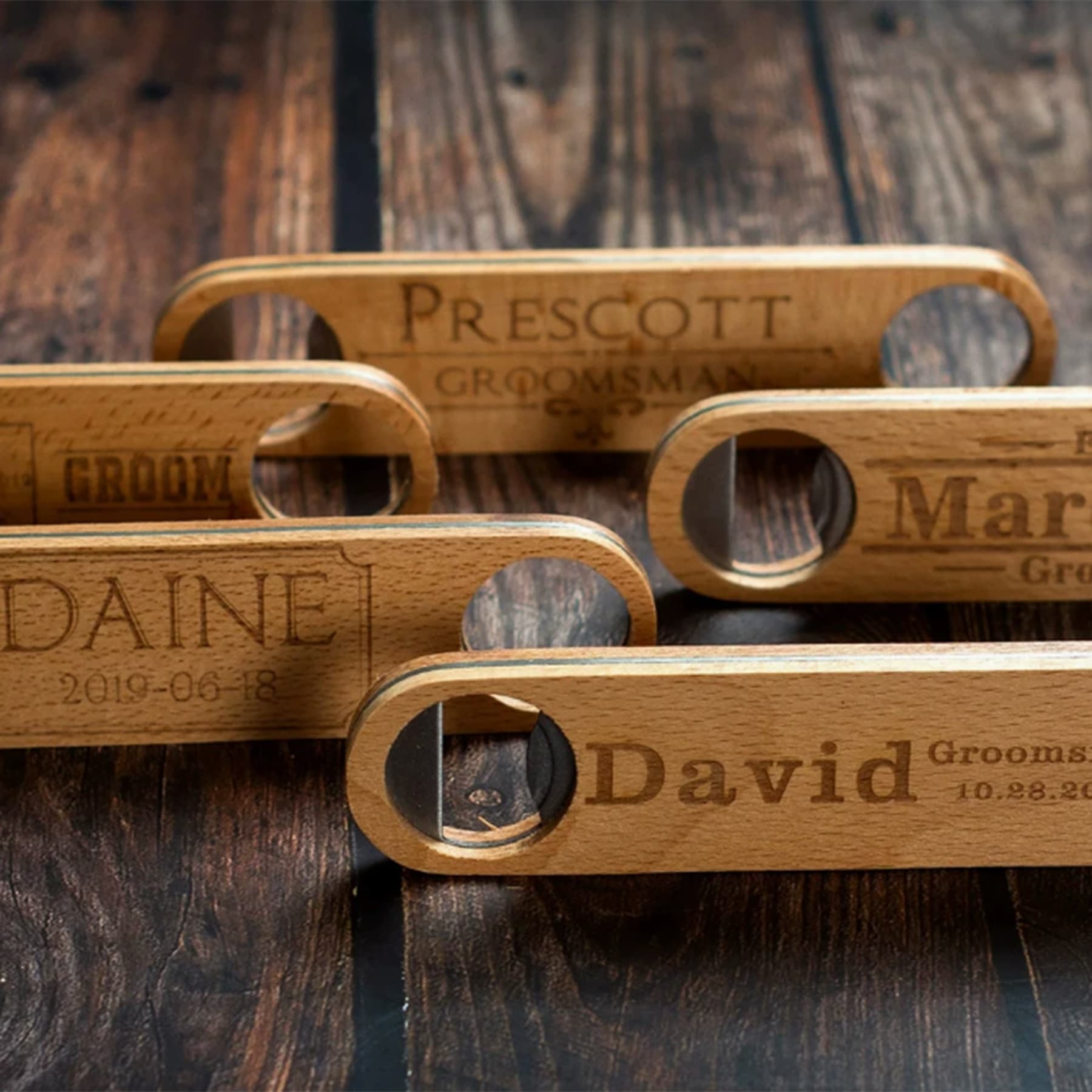 Stainless steel bottle opener wooden handle